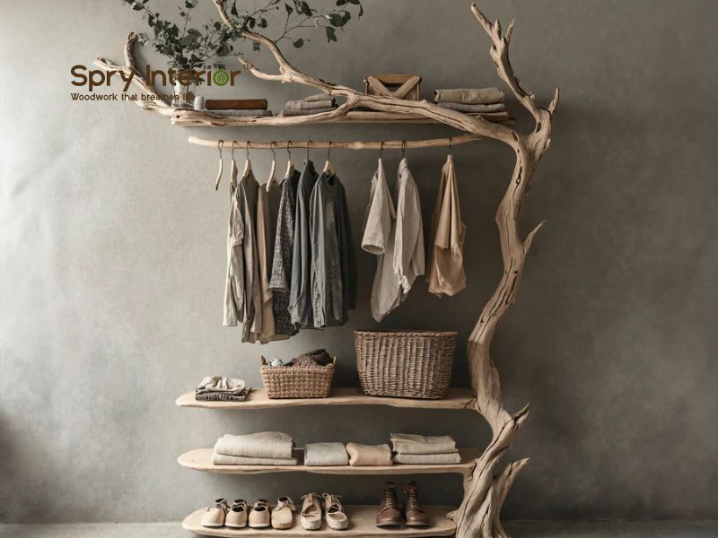 Tree branch coat stand - Natural Storage That Makes an Entryway Feel Collected