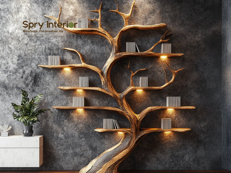 Wooden Decorative Tree Shelving - Nature-Inspired Storage Ideas For Modern Living Spaces