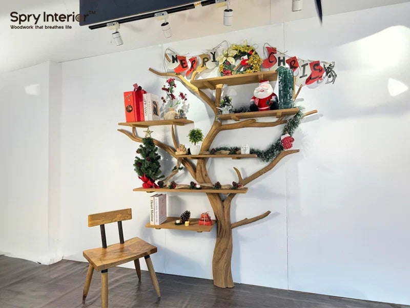 Tree branch bookshelf diy