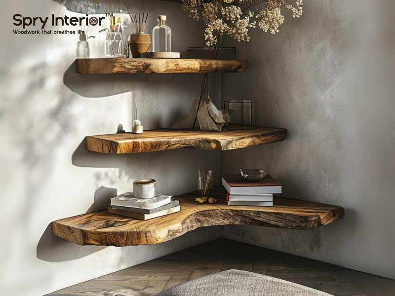 Rustic live edge floating shelves