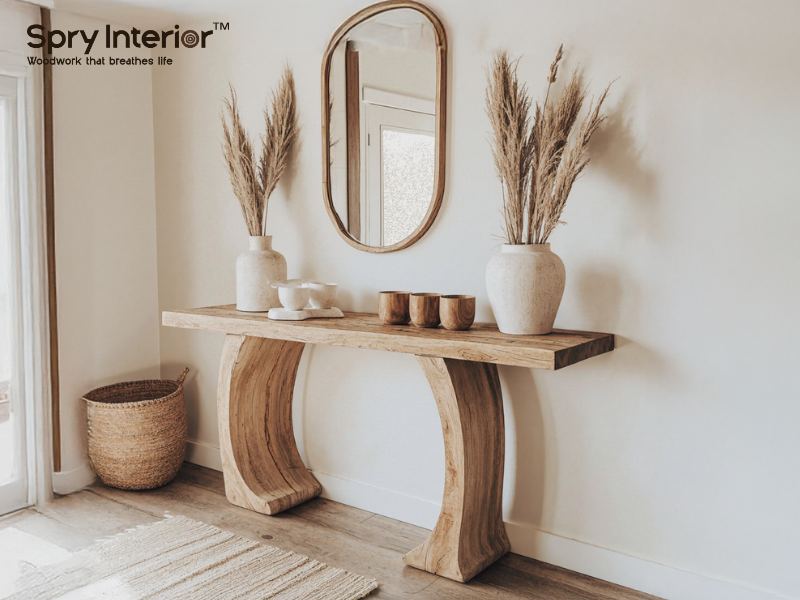 Mid Century Entry Way Table combine with mirror