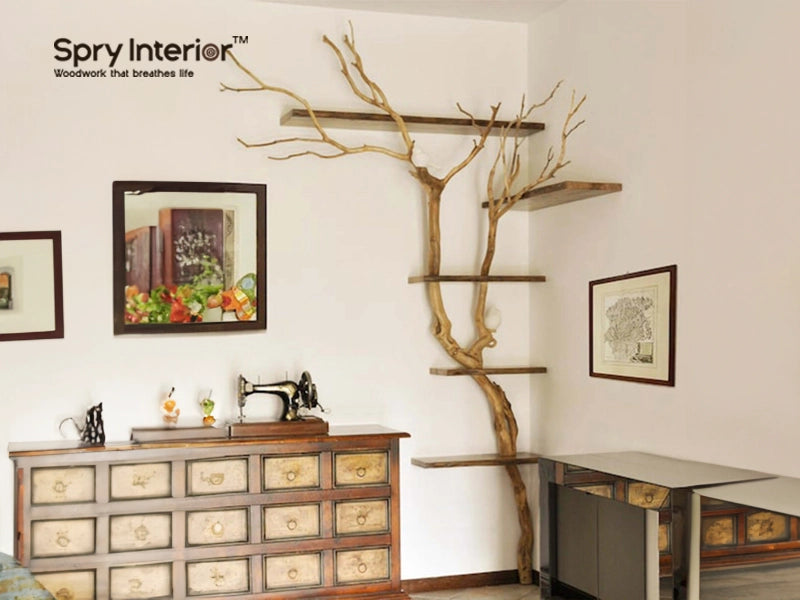 Tree trunk corner bookshelf hotsell