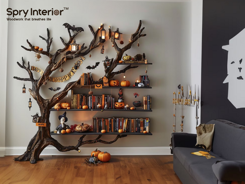 Corner Tree Bookshelf for Halloween 2025 - A Spooky-Chic Must-Have