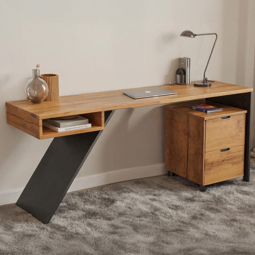 Modern Wood Desk With Storage Cabinet For Home Office Or Studio SITHHNDE022