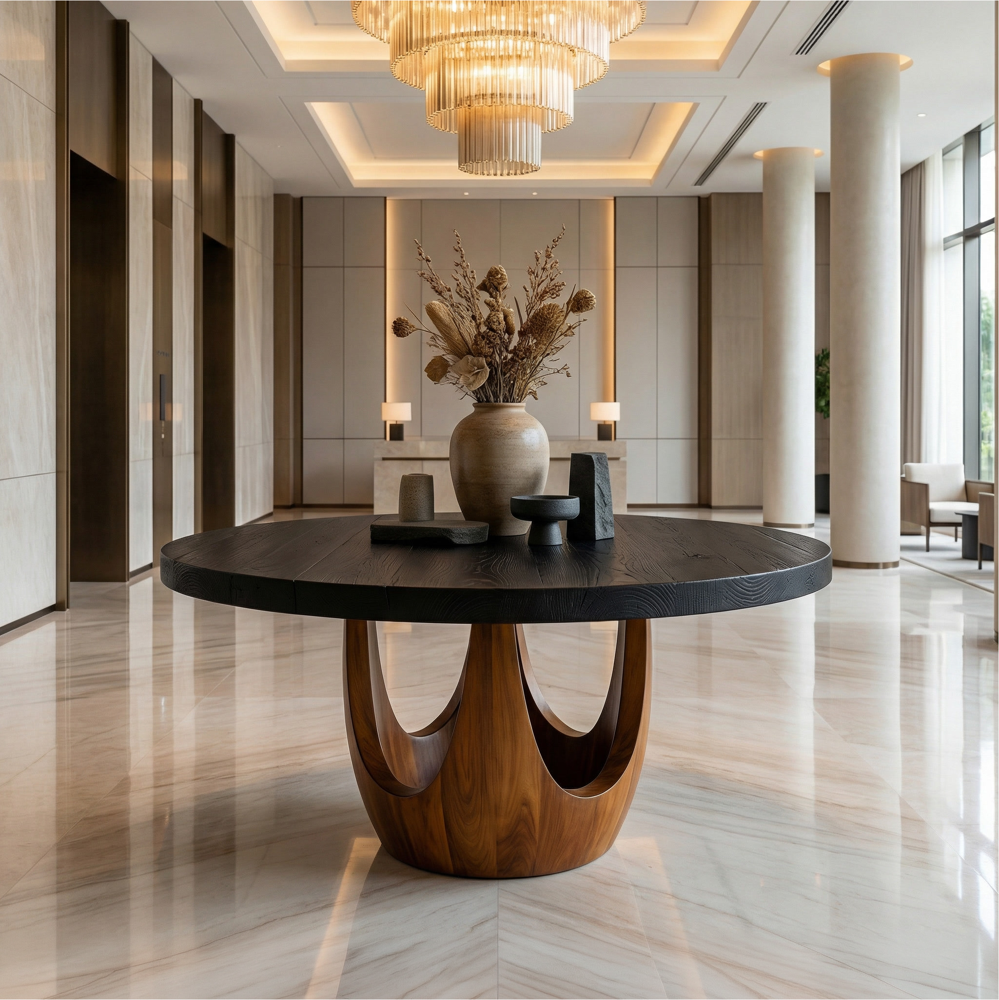 Modern Luxury Round Foyer Table For Entryway And Lobby SINLSAFT023