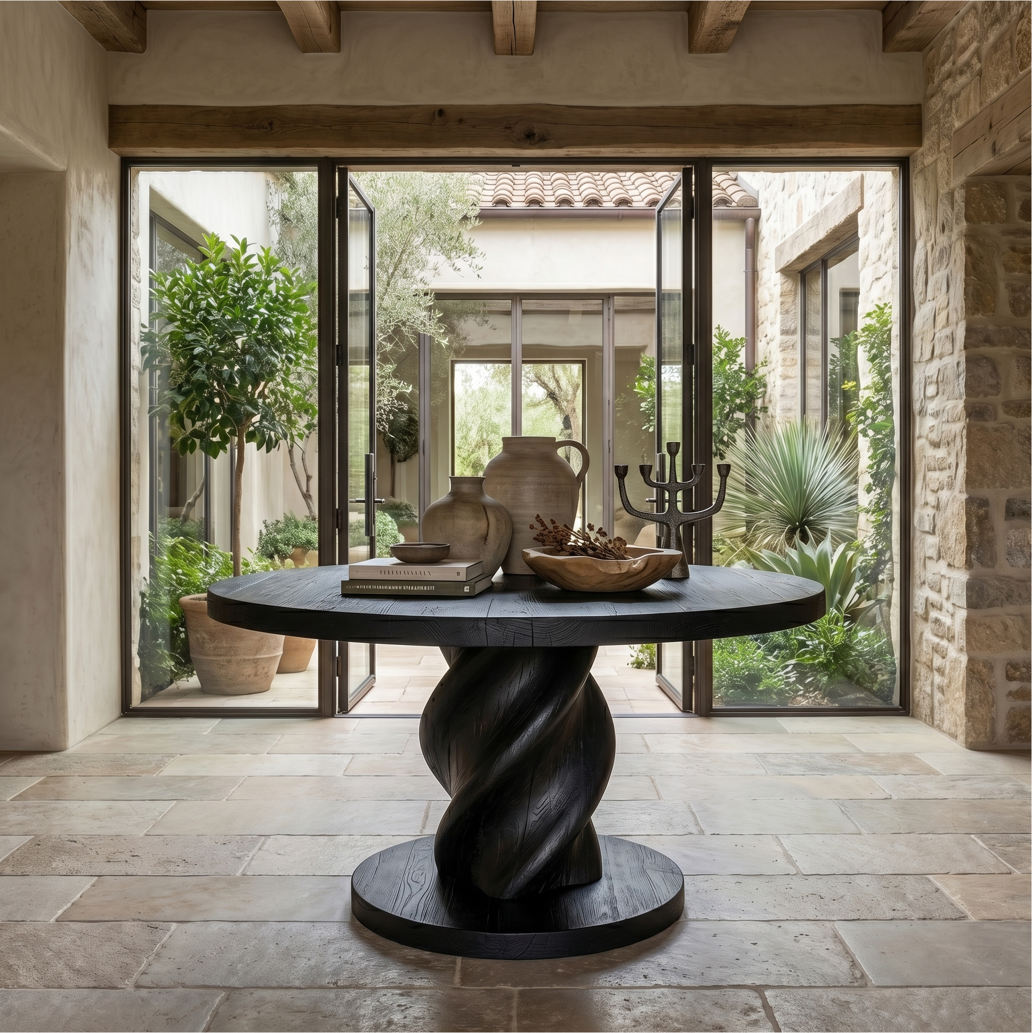 Modern Luxury Statement Round Entry Table For Entryway And Lobby SINLSAFT027