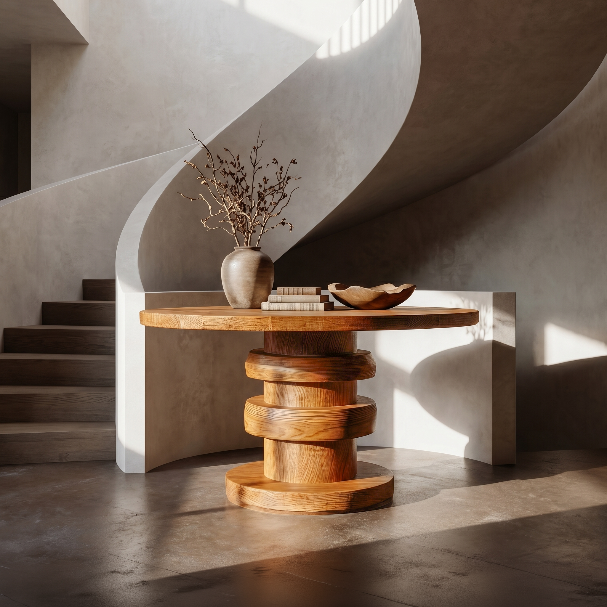 Modern Luxury Architectural Round Foyer Table For Entryway And Lobby SINLSAFT028