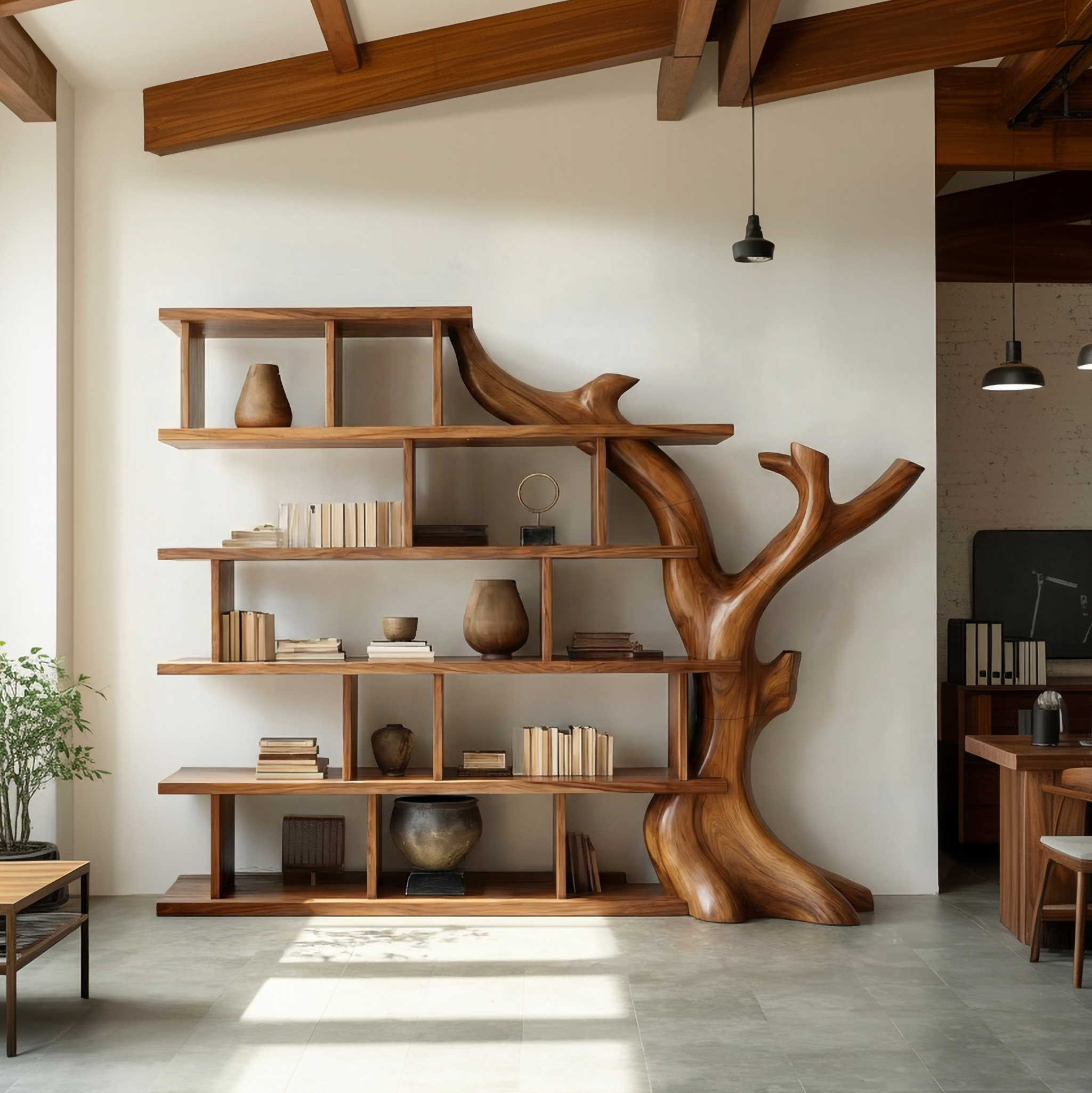 Organic Tree Bookshelf For Living Room And Home Library SINLSABS001S