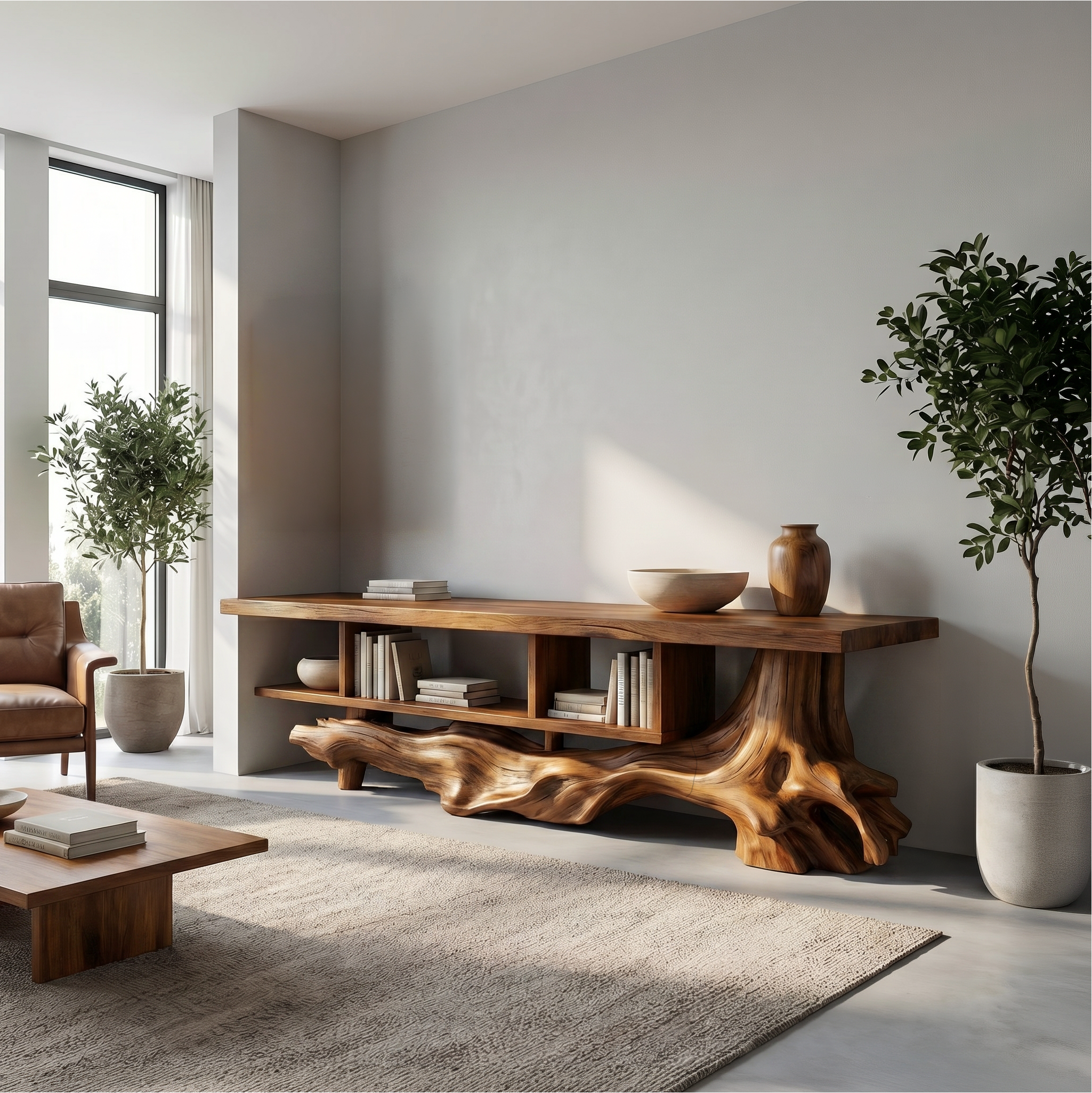 Rustic Designer Wood Display Shelf For Living Room And Hallway SINLSABS003
