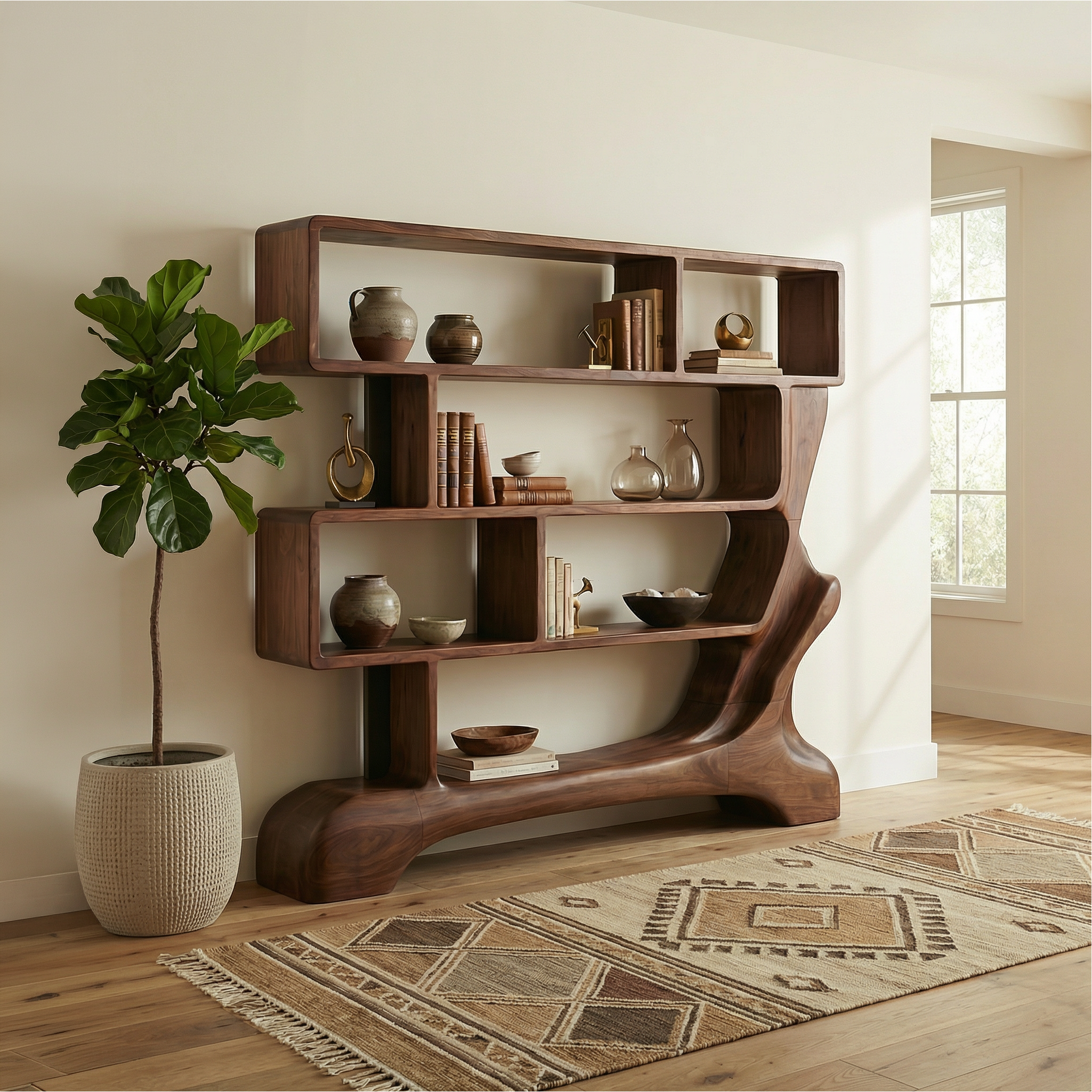 Organic Sculptural Bookshelf For Living Room And Office SINLSABS007