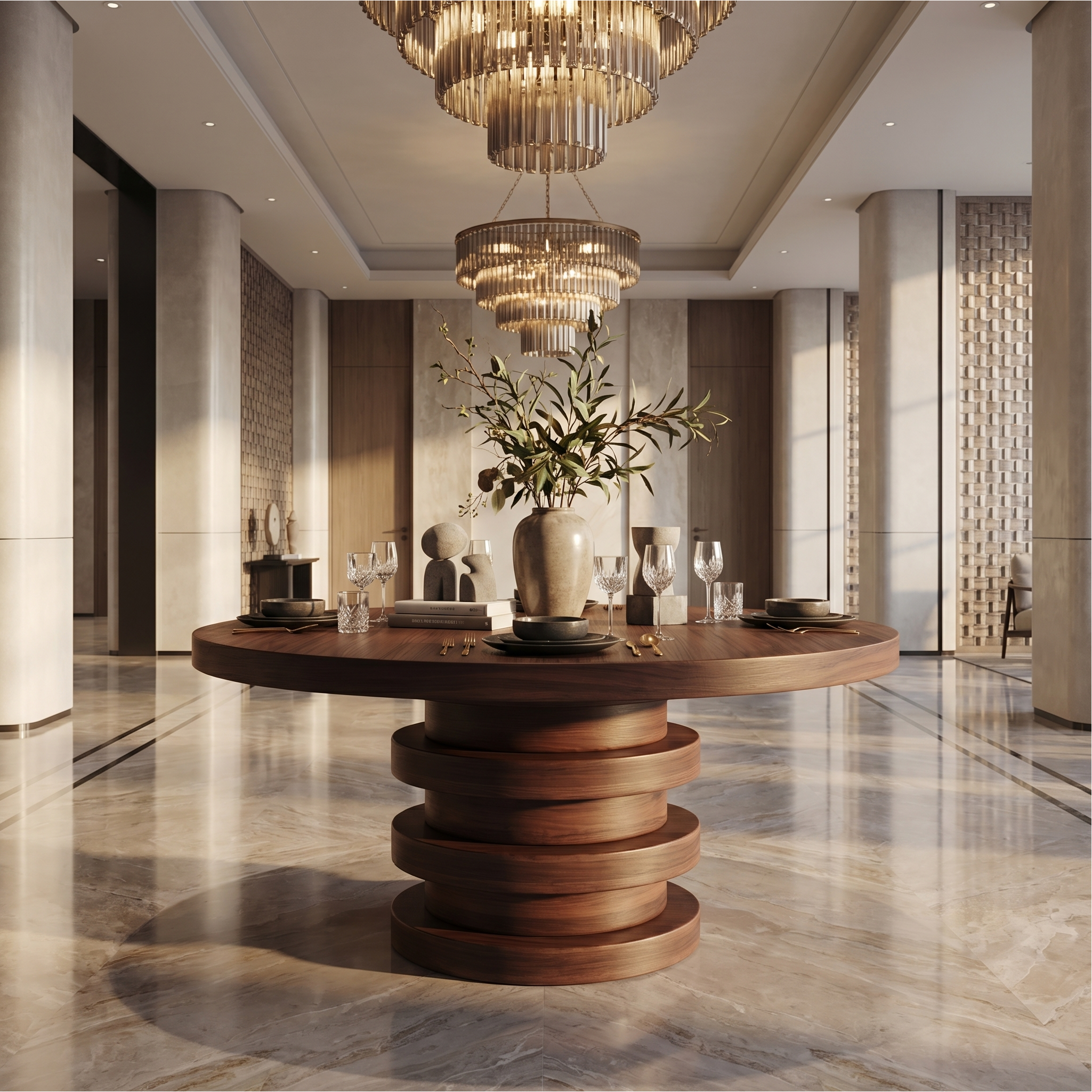 Modern Luxury Round Entryway Table For Lobby And Hallway SINLSAFT032