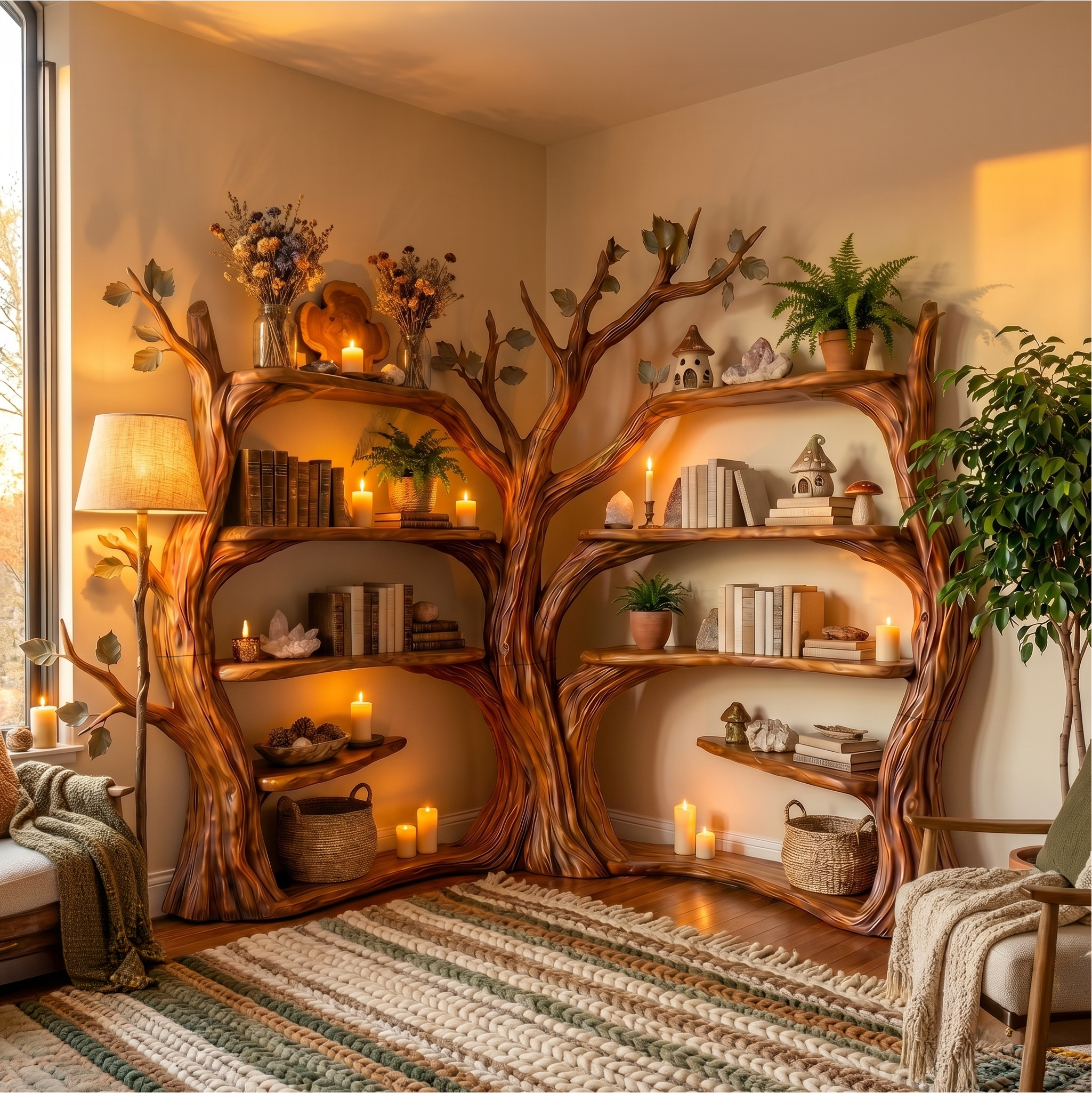 Tree Corner Bookshelf For Living Room And Reading Room SINLSATB732