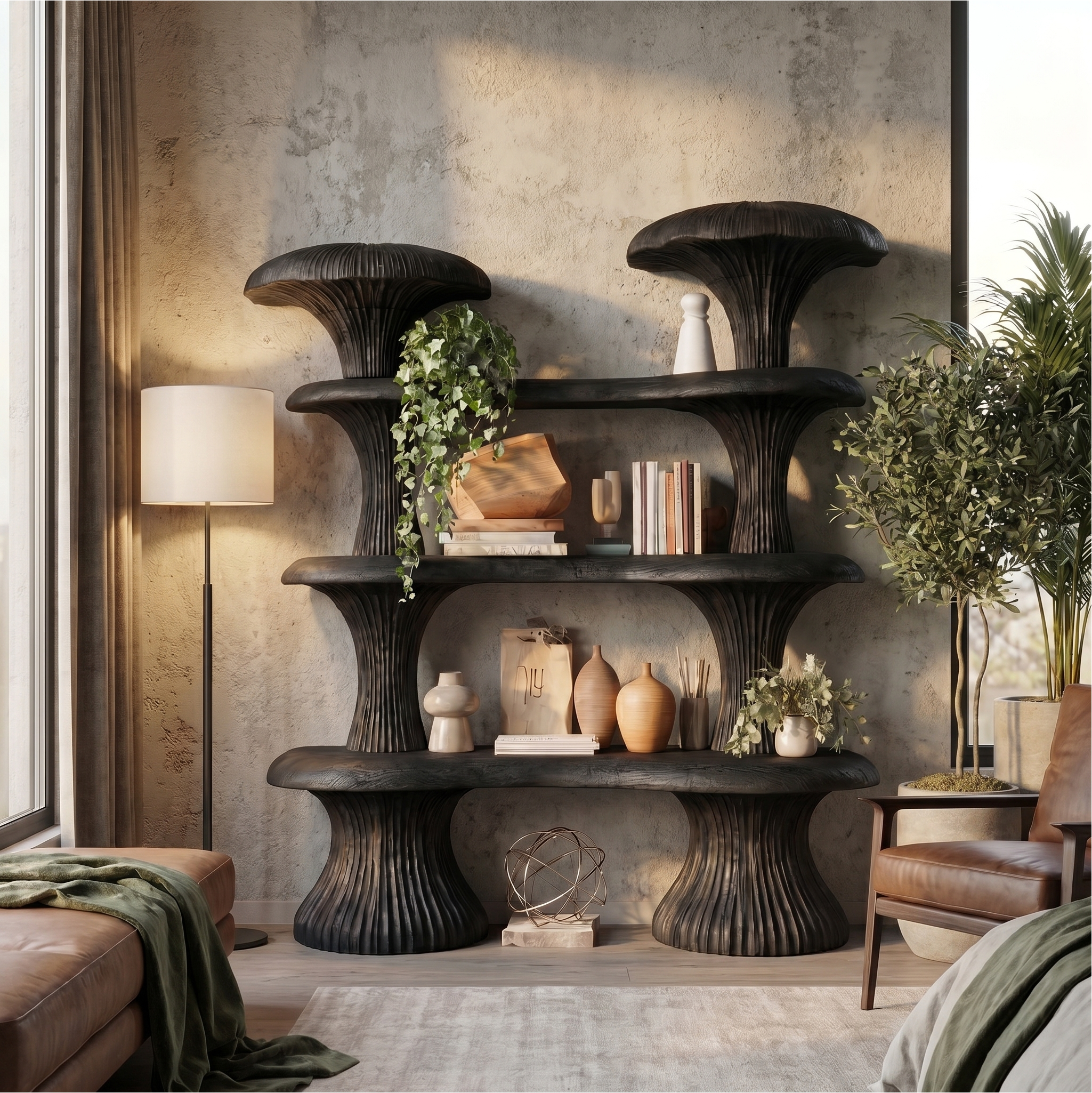 Sculptural Mushroom Bookcase For Living Room And Reading Room SINLSATB728