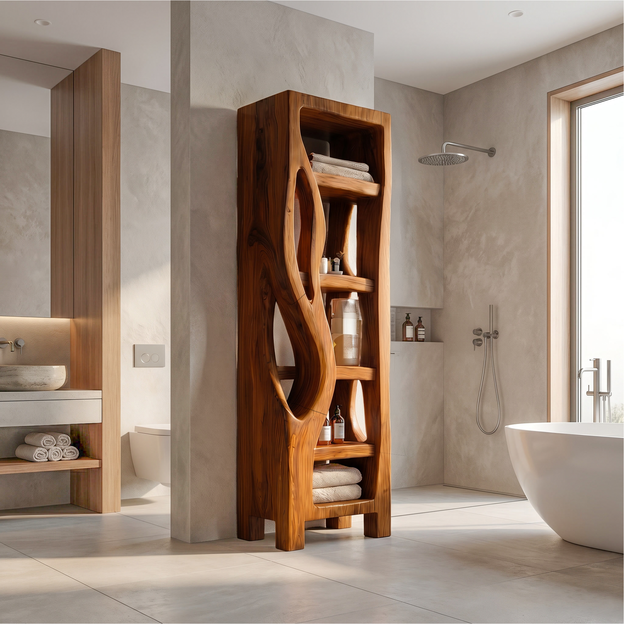 Rustic Bathroom Cabinet With Organic Branch Design For Bathroom SINLSABCT034