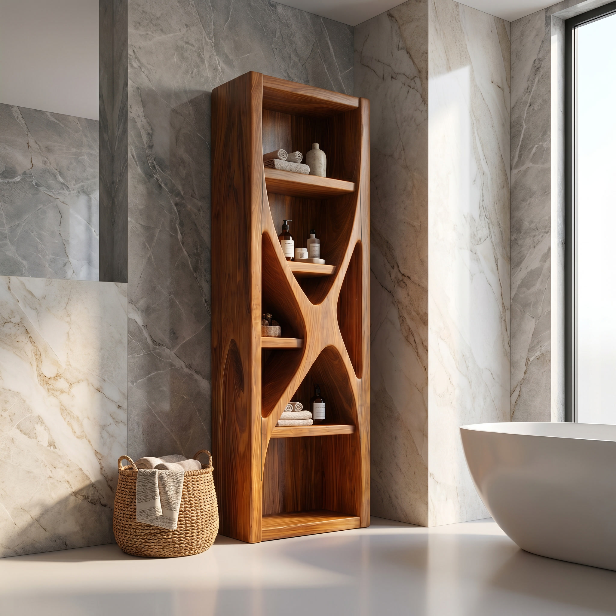 Rustic Bathroom Cabinet With Natural Branch Structure For Bathroom SINLSABCT035