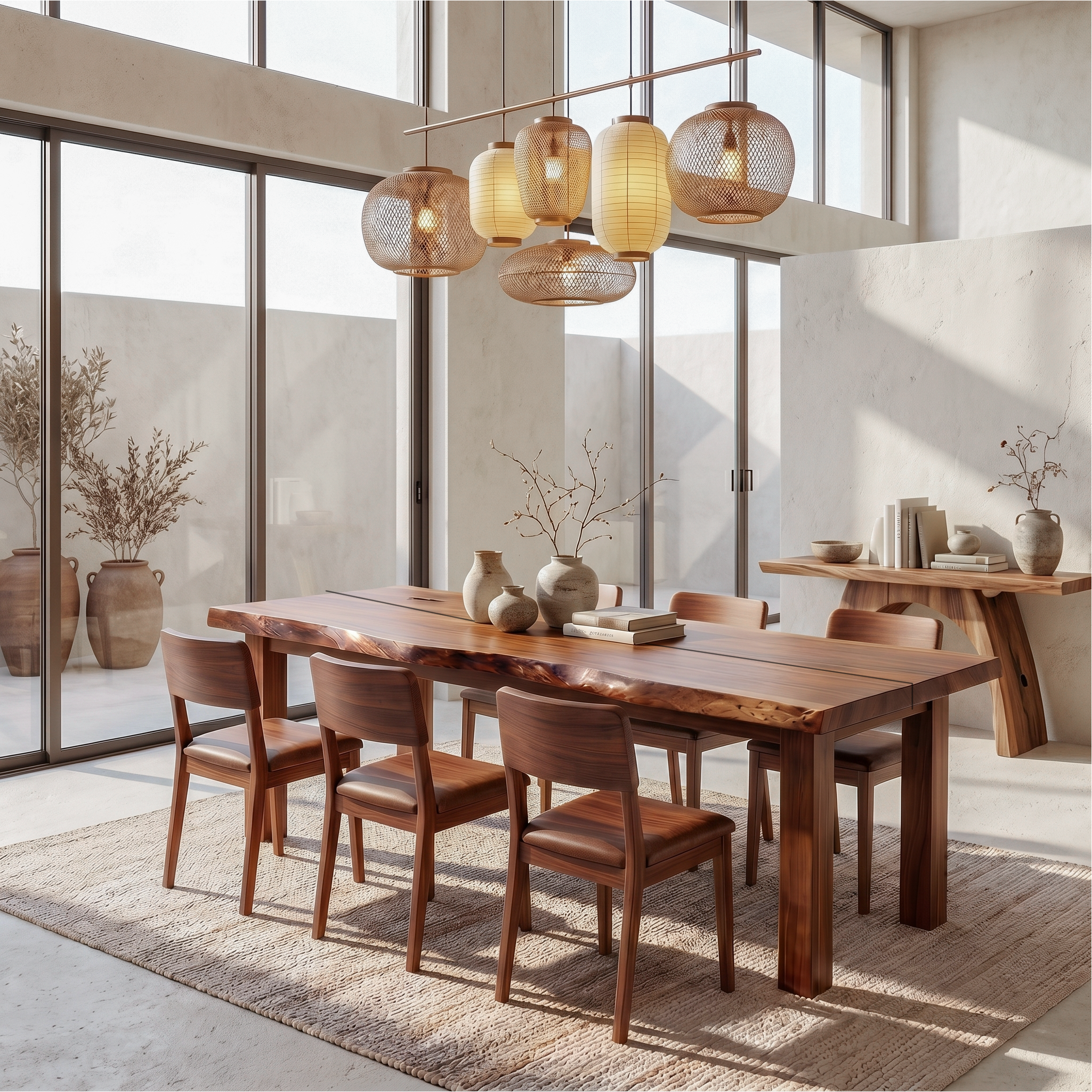 Mid Century Dining Table With Double Pedestal Base For Dining Room SINLSADT191