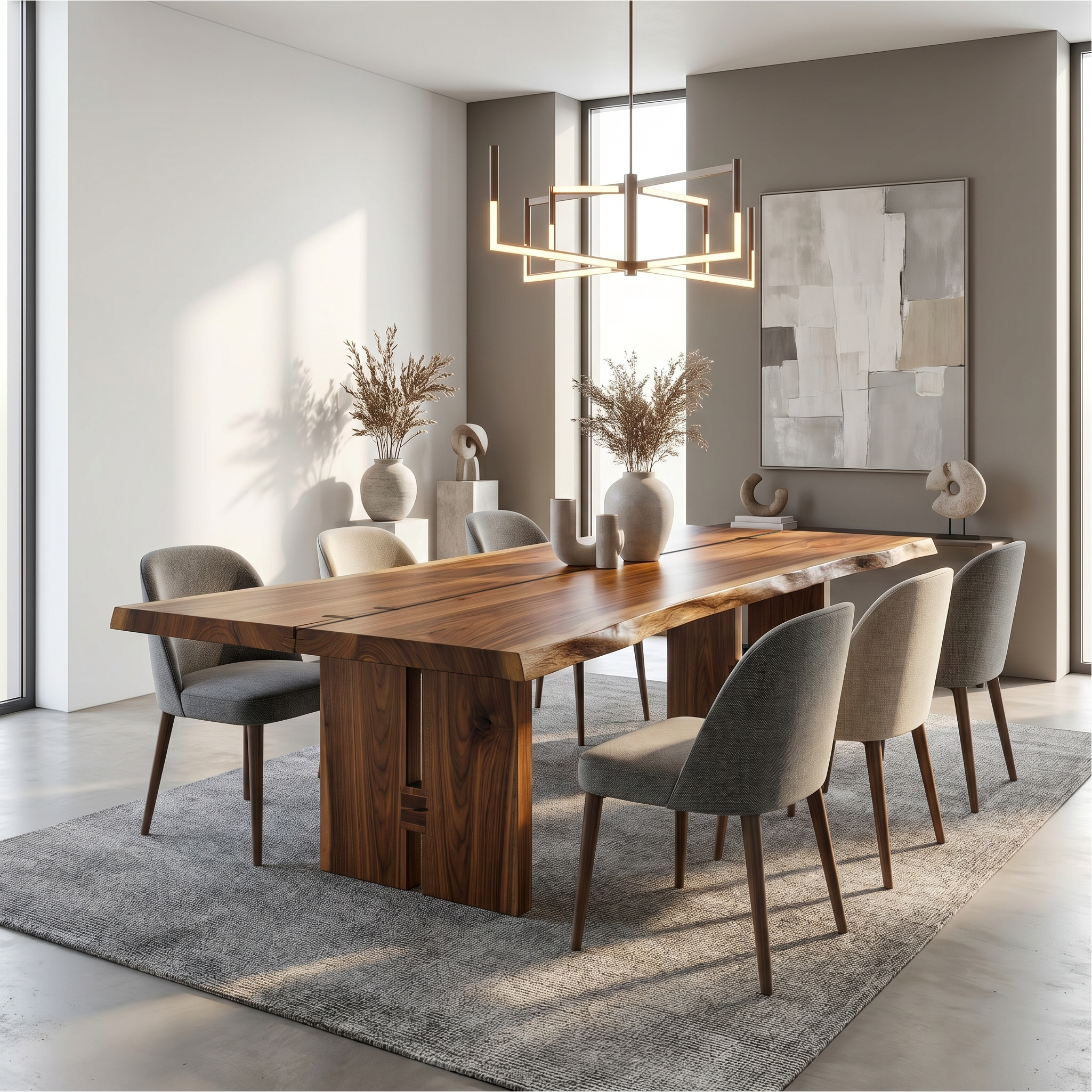 Sculptural Dining Table With Chunky Pedestal Base For Dining Room SINLSADT193
