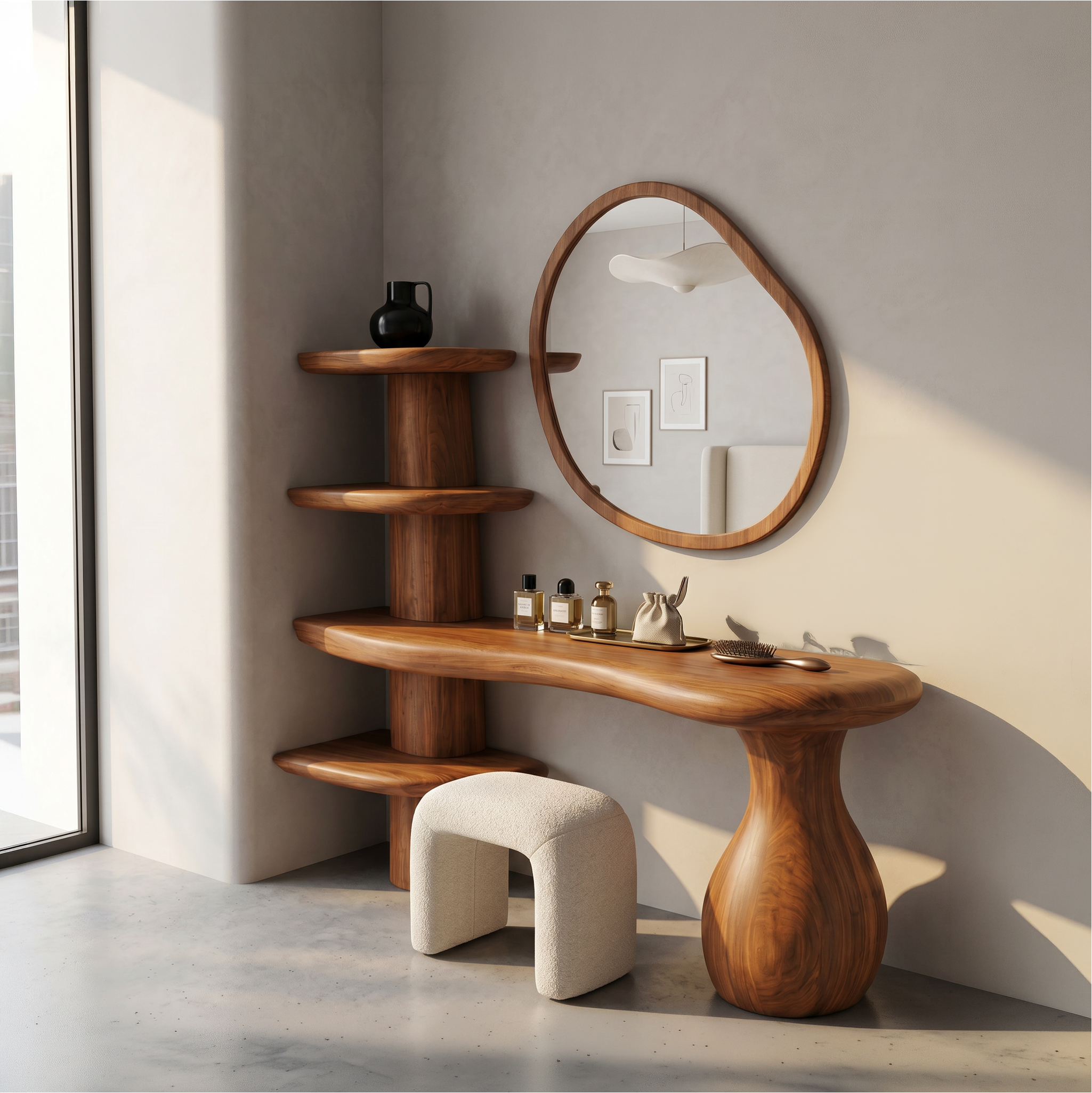 Organic Corner Vanity Table For Bedroom SINLSABDT078