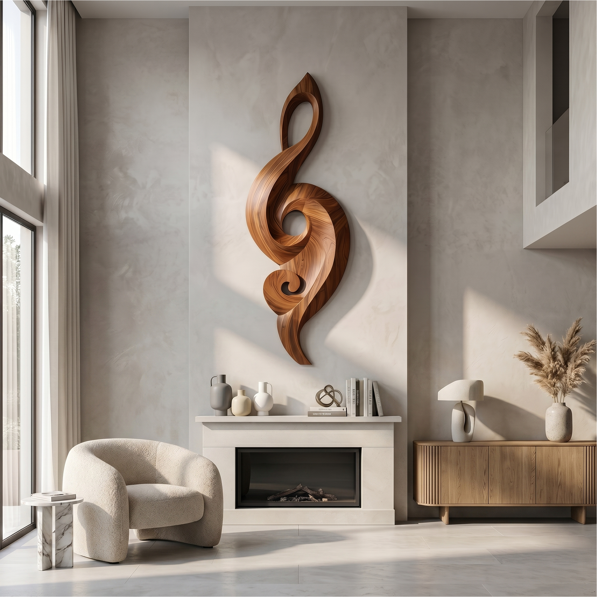 Minimalist Music Note Wooden Wall Art For Living Room SINLSAWD080