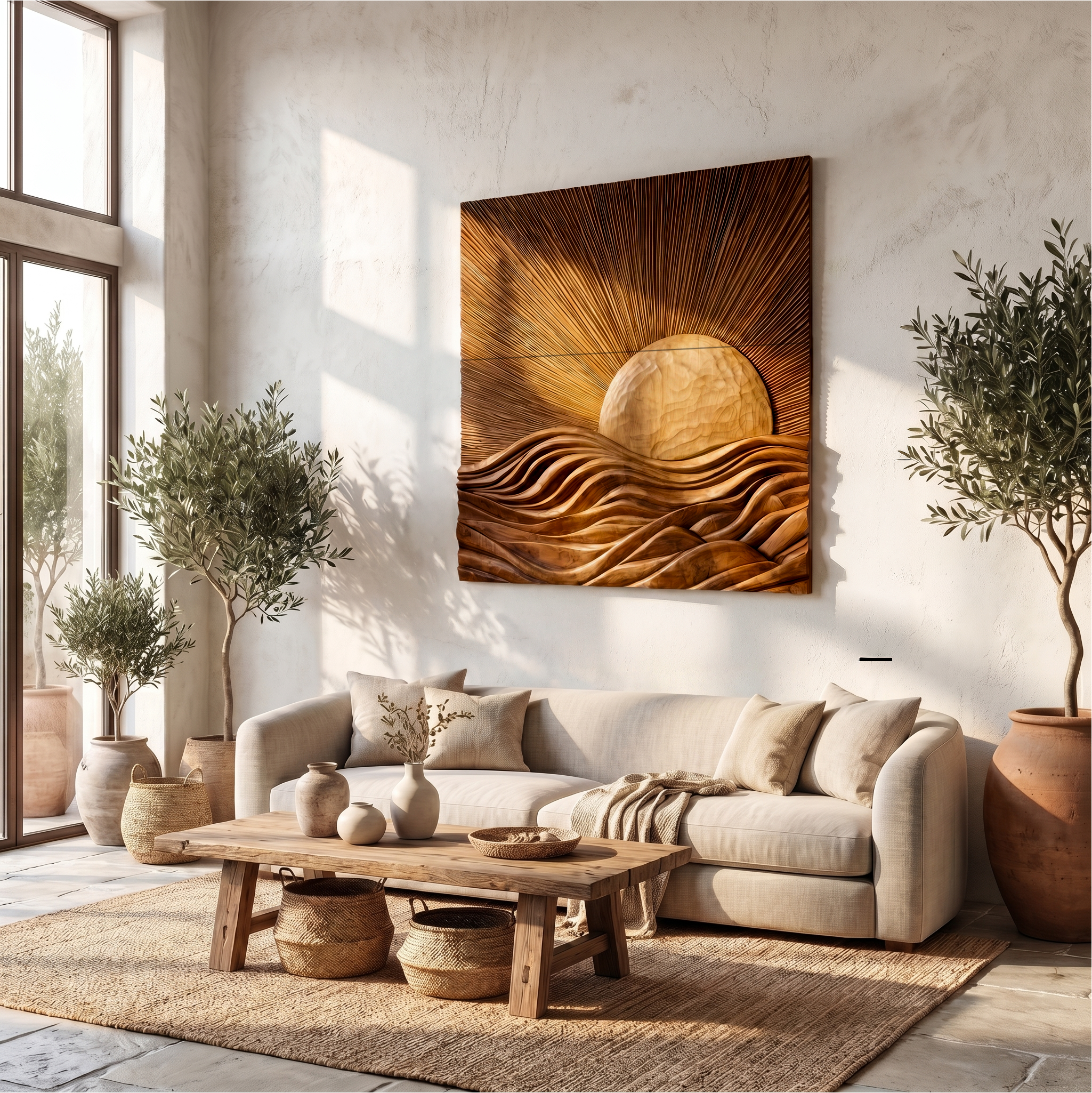 Organic Sunrise Wall Art Panel For Living Room And Entryway SINLSAWD089