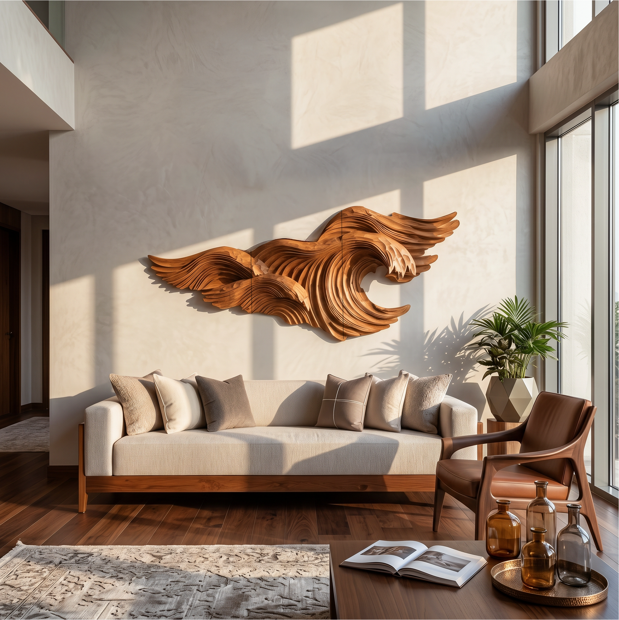 Abstract Wave Wall Art With Sculptural Flowing Design For Living Room And Entryway SINLSAWD097
