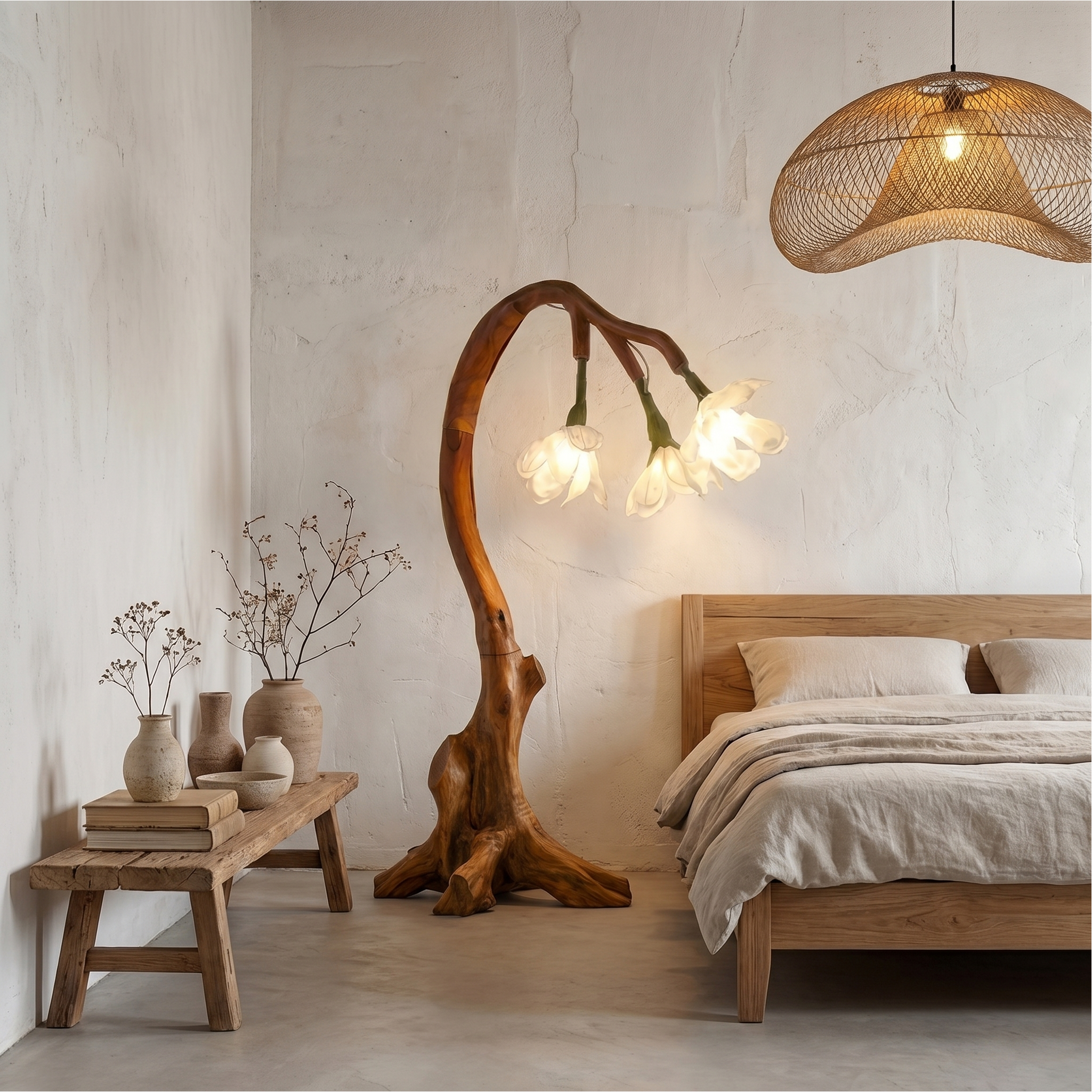 Organic Modern Floral Floor Lamp For Living Room And Bedroom SINLSAFLP080