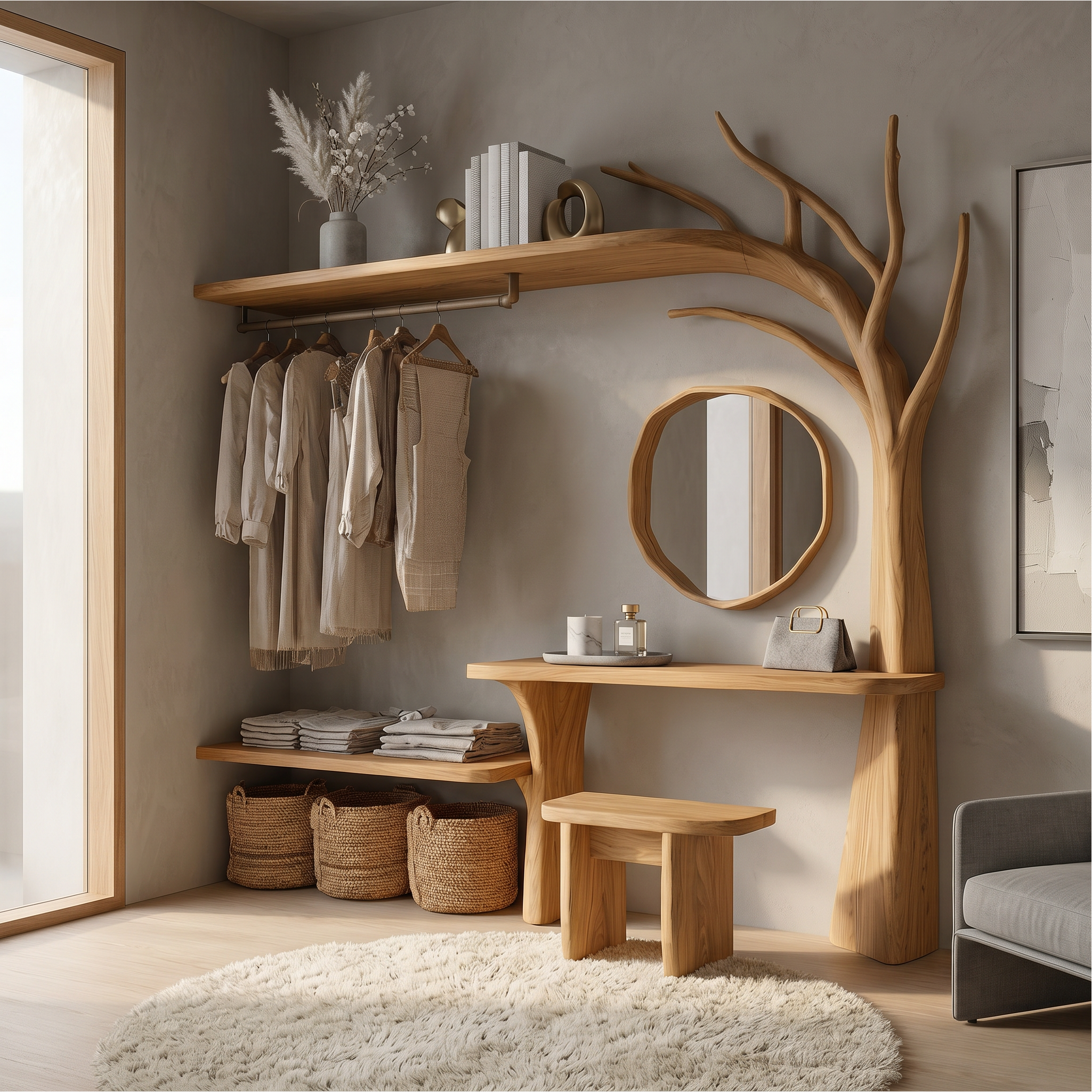 Organic Tree Coat Rack Wardrobe Vanity Bedroom And Dressing Room SINLSATCR115