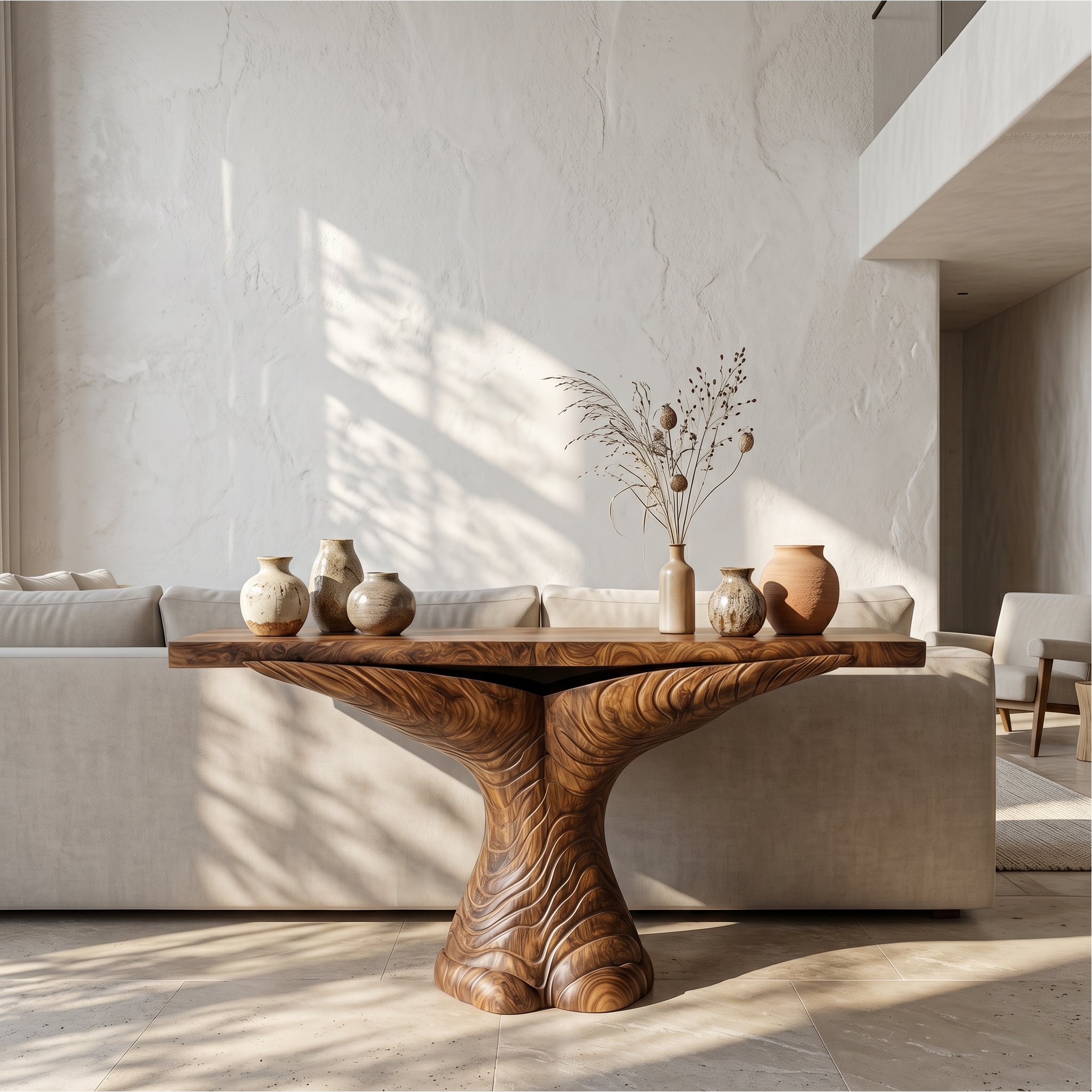 Organic Console Table With Sculptural Ribbon Form For Entryway SINLSACS634
