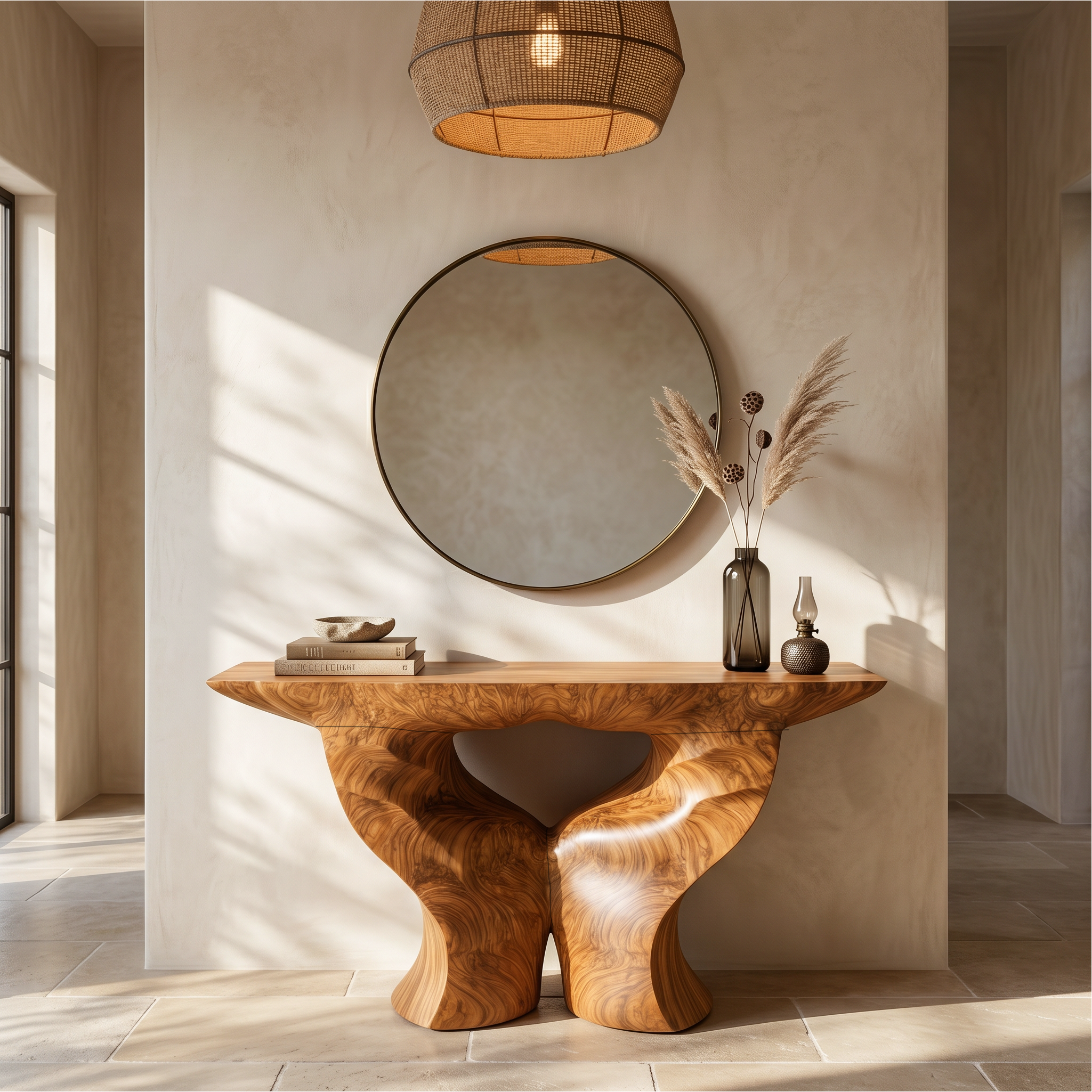 Organic Console Table With Artistic Nature Inspired Design For Living Room SINLSACS635