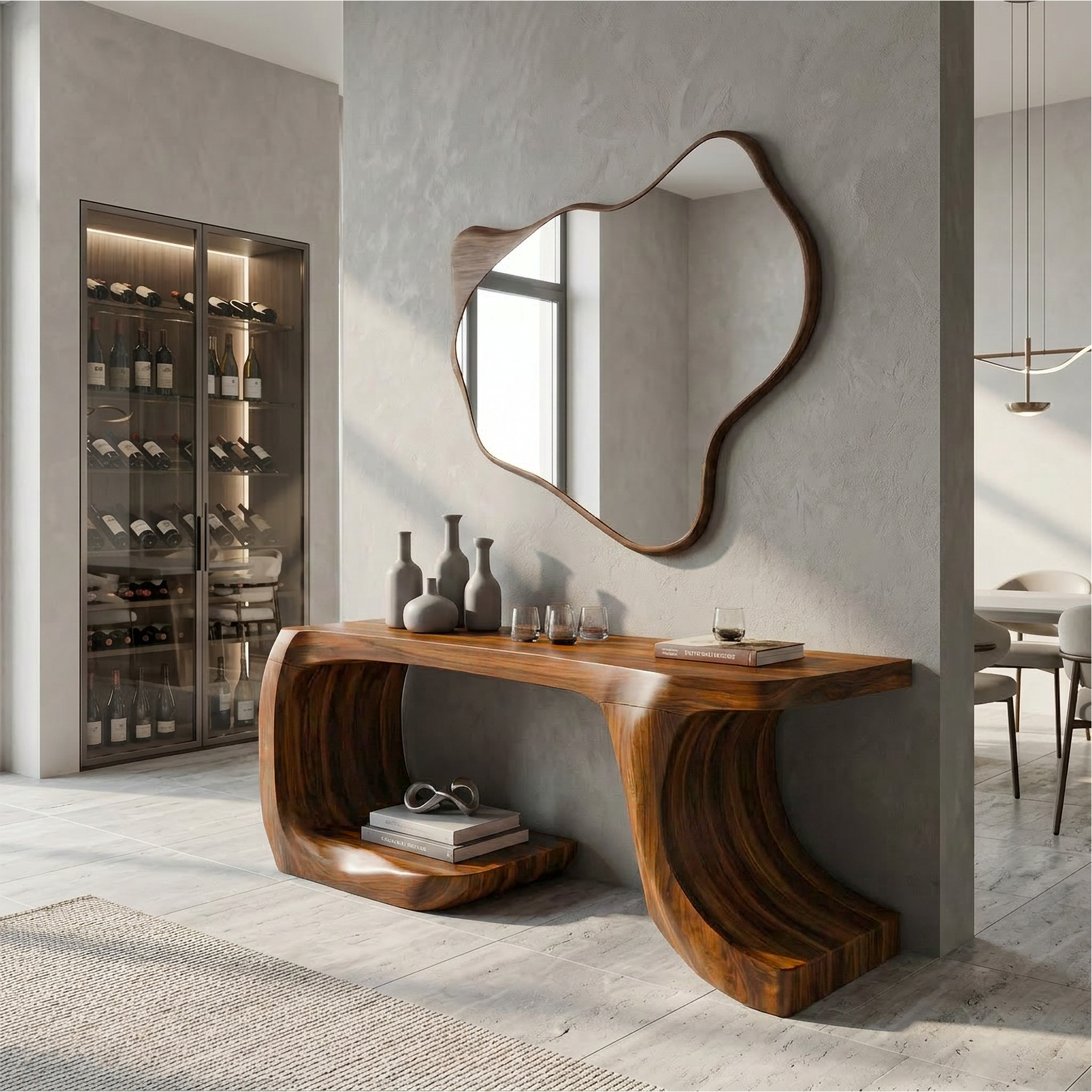 Modern Console Table With Organic Geometric Form For Hallway SINLSACS638