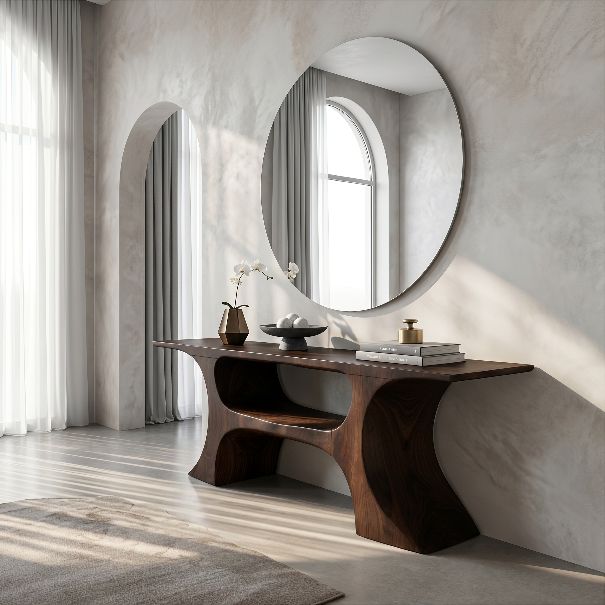 Modern Console Table With Soft Geometric Form For Living Room SINLSACS641