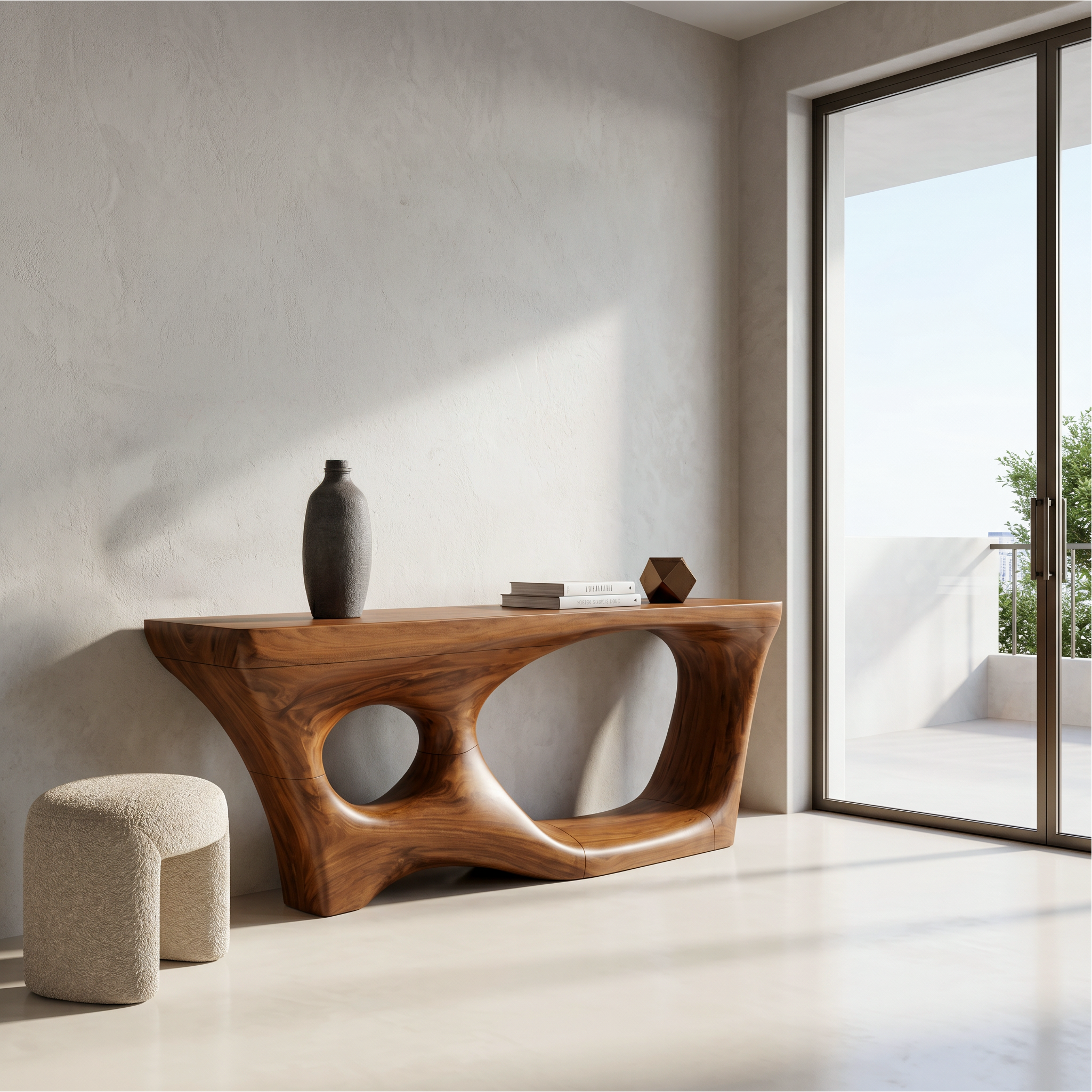 Contemporary Console Table With Sculptural Curved Design For Hallway SINLSACS648