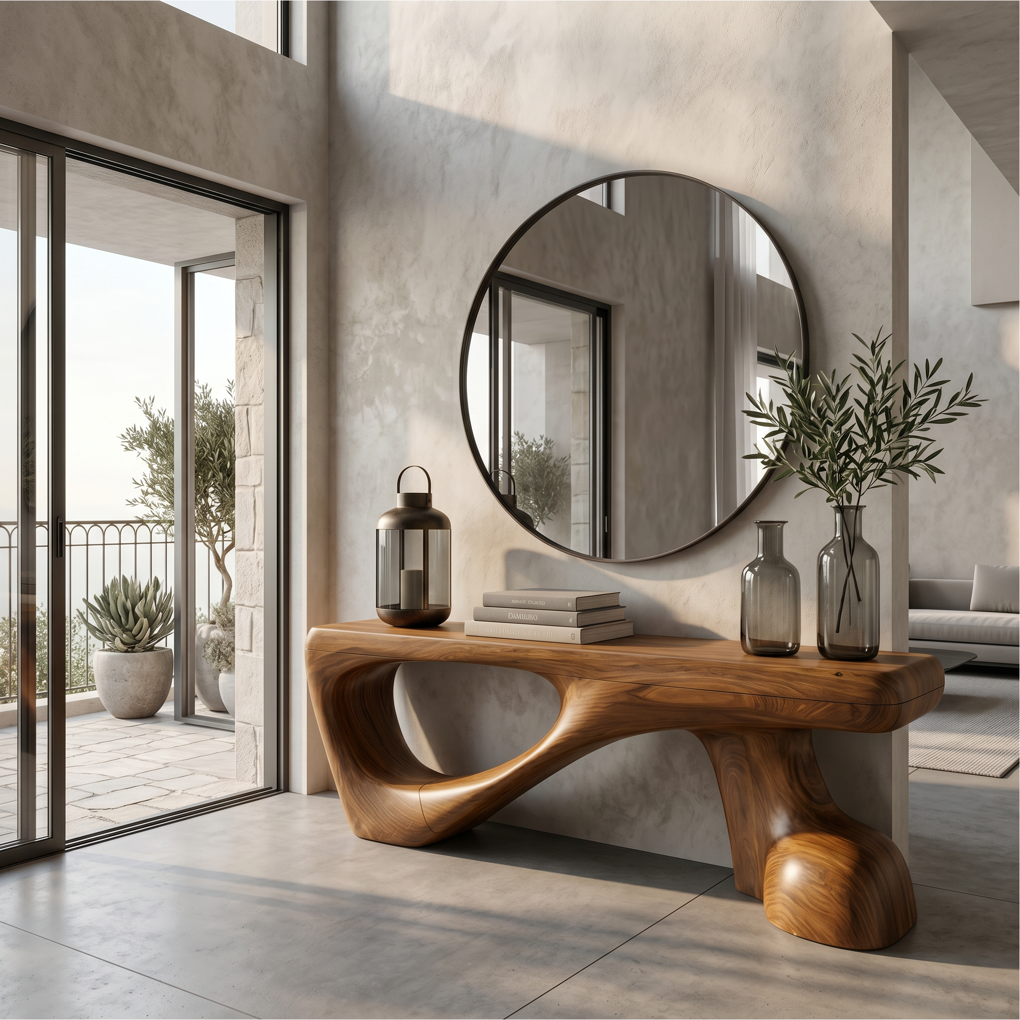 Rustic Console Table With Organic Root Form For Hallway SINLSACS649