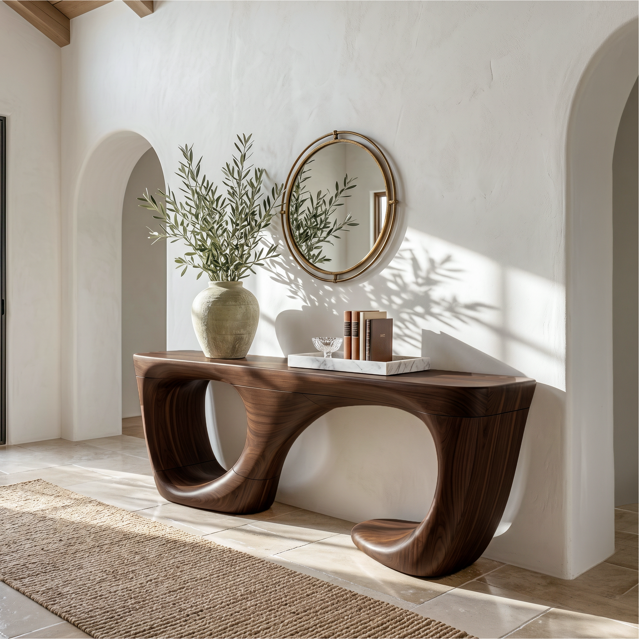 Contemporary Console Table With Curved Open Structure For Living Room SINLSACS650