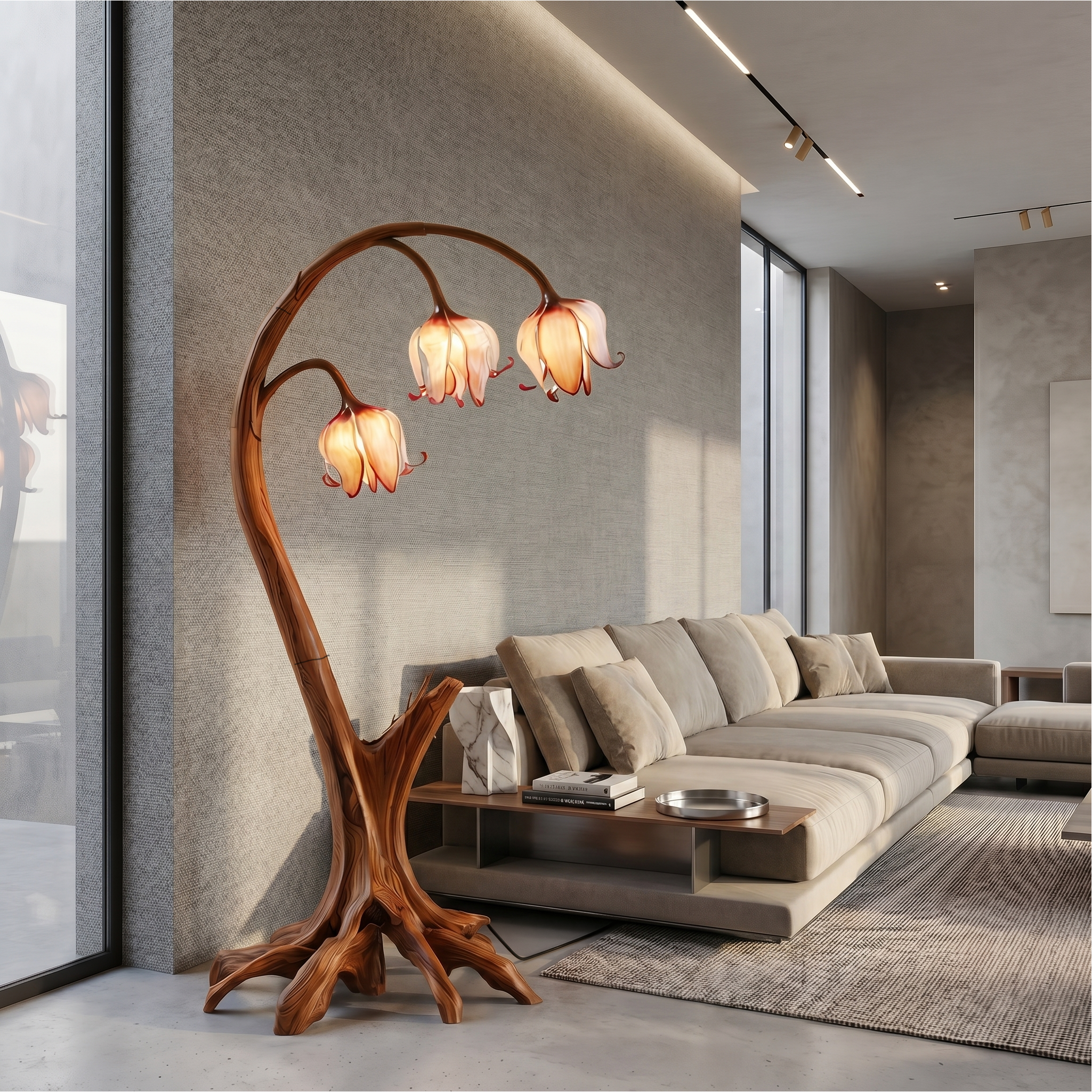 Rustic Floor Lamp With Blooming Bell Flower Design For Bedroom And Living Room SINLSAFLP100