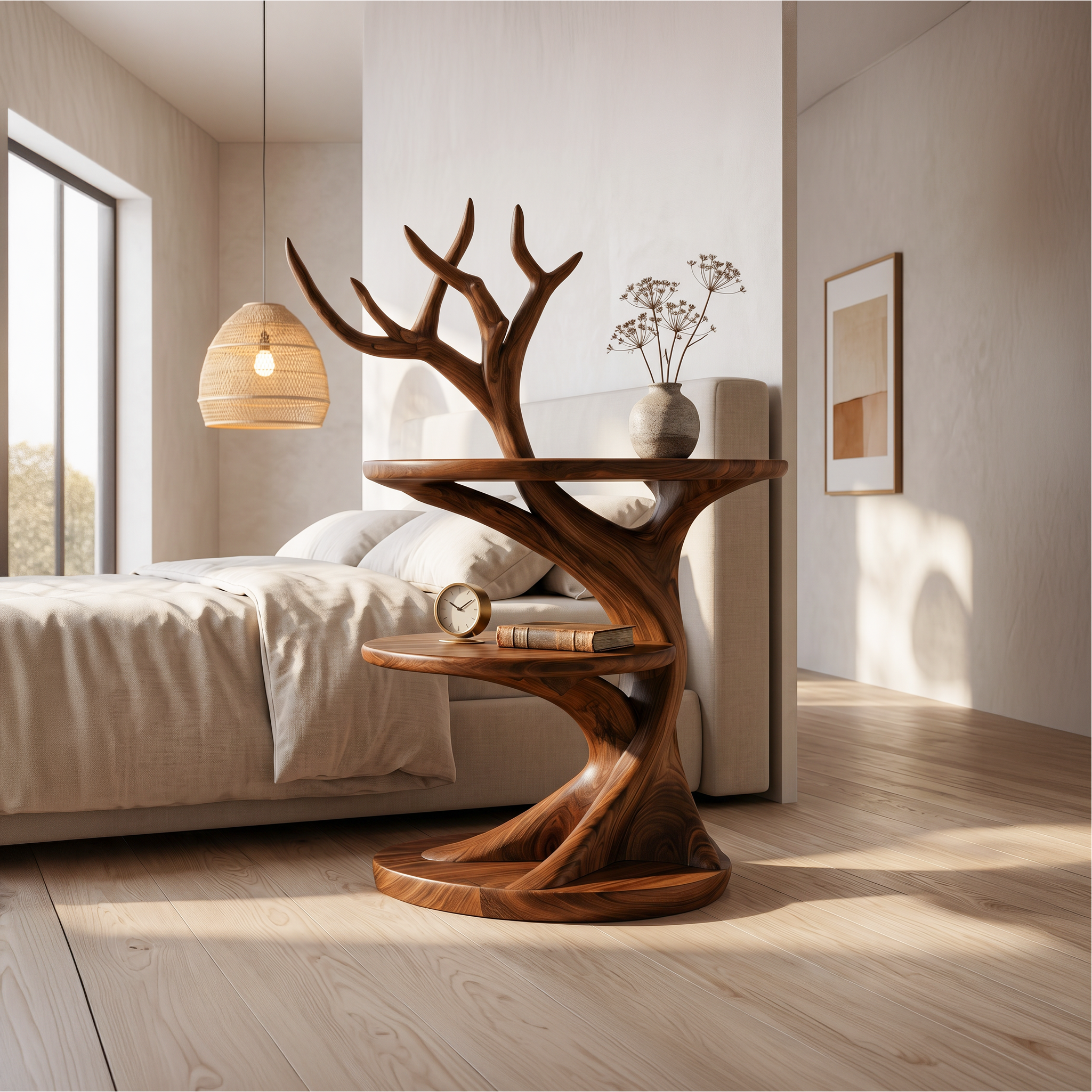 Organic Bedside Table With Sculptural Tree Branch Form For Bedroom And Reading Nook SINLSABT269