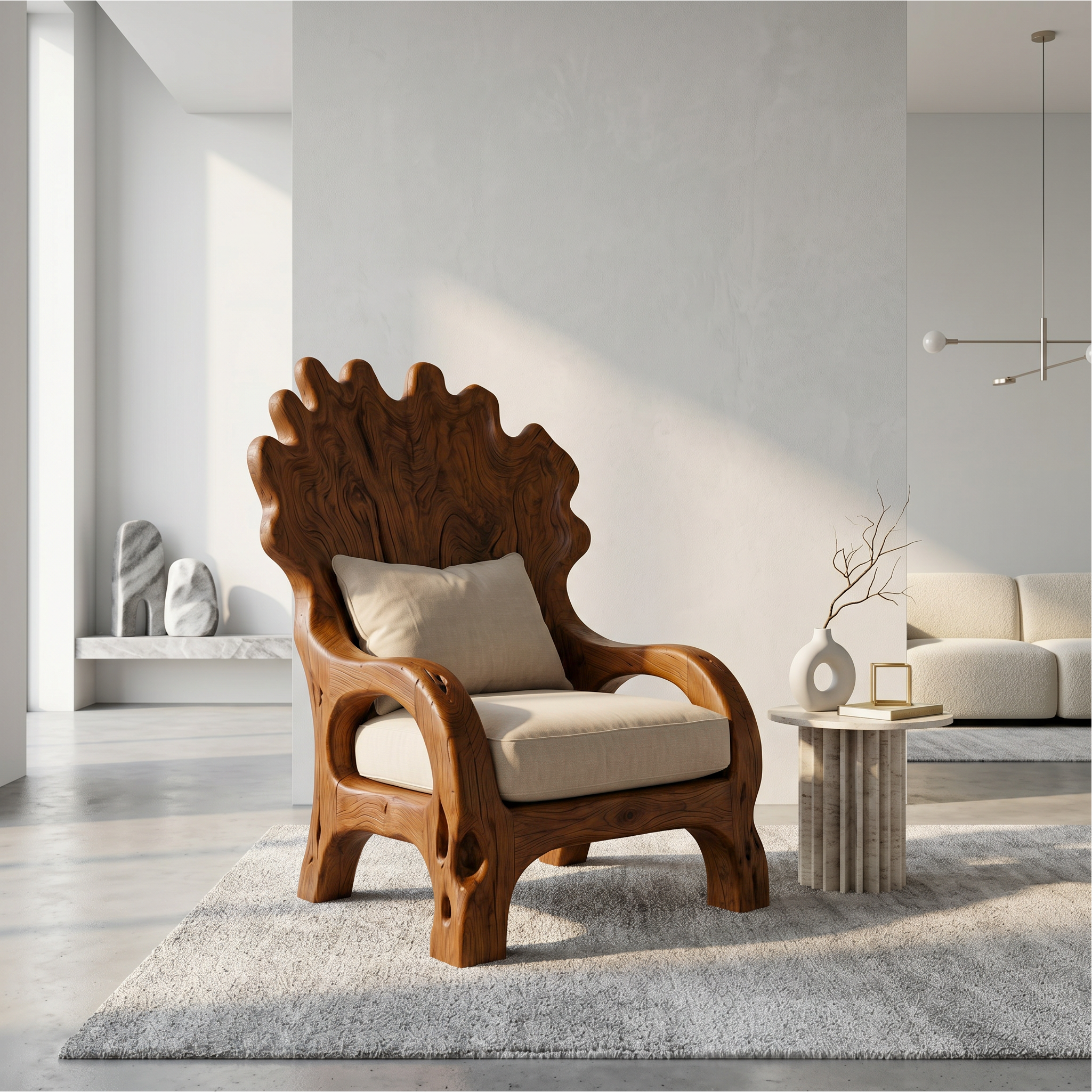 Handcrafted Wooden Lounge Chair For Living Room And Reading Nook SINLSA006