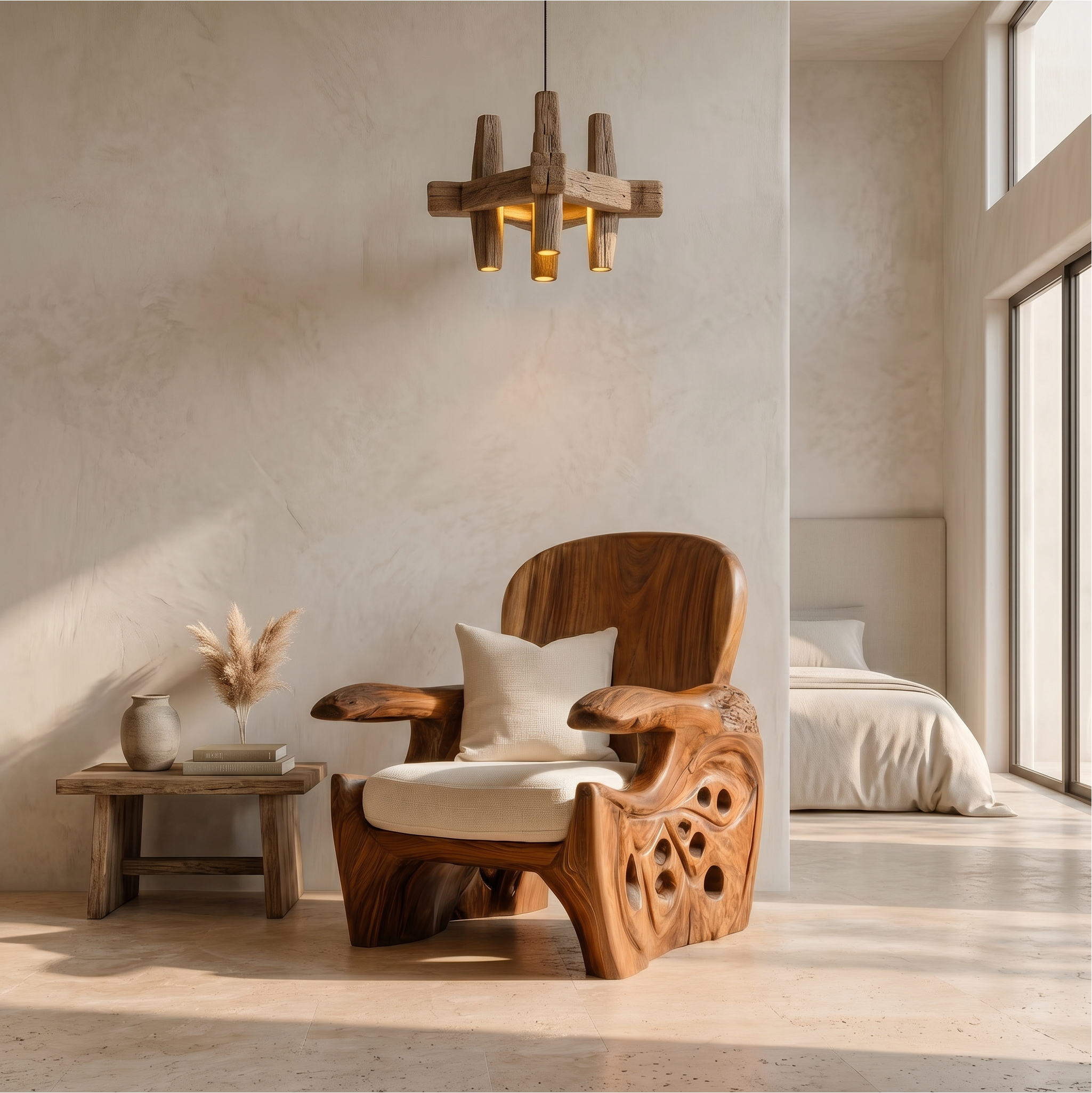 Rustic Wooden Armchair For Living Room Lounge Seating And Home Decor SINLSAAC016