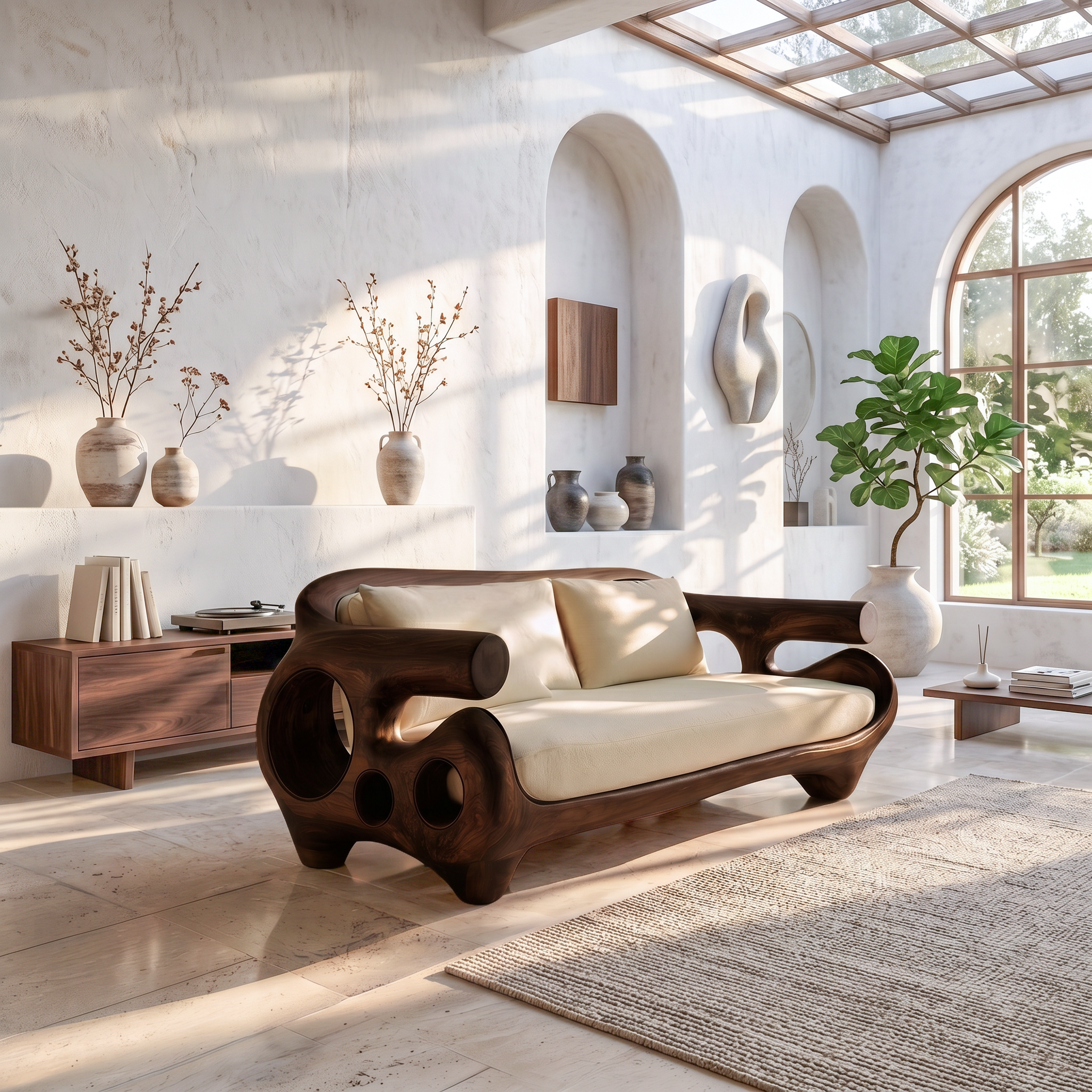 Minimalist Sofa Frame With Solid Wood Artistic Arms For Living Room SINLSASF043