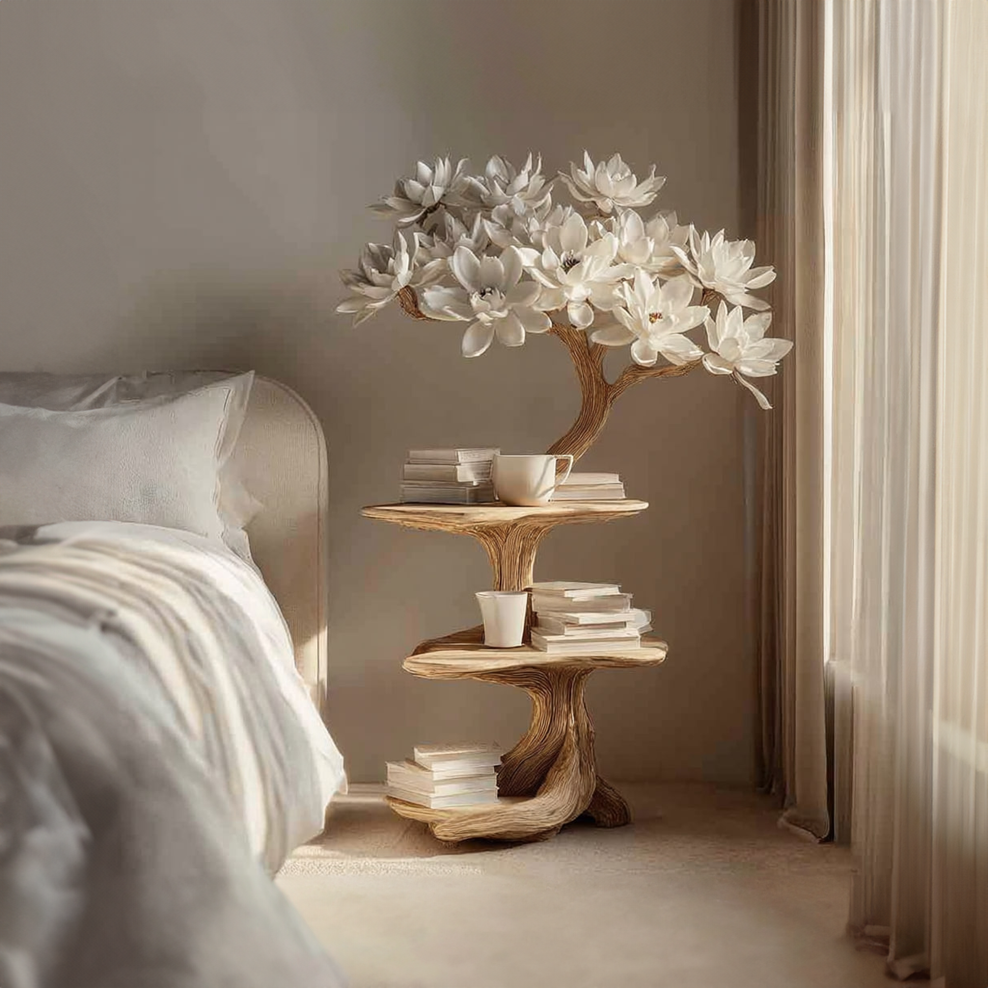 Rustic Tree Nightstand Bedroom Small Space SINLKIBT066