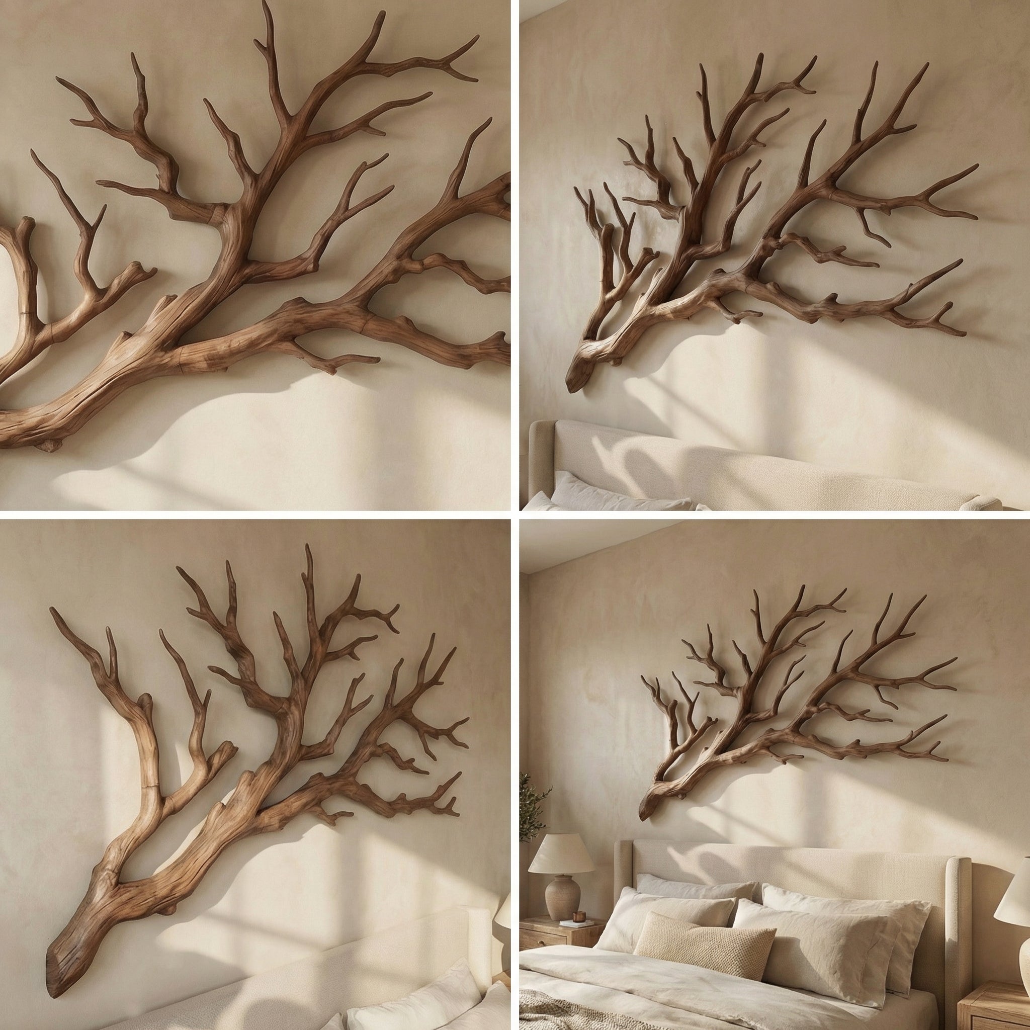 Rustic Tree Branch Wooden Wall Decor For Bedroom Headboard Wall Art SINLSAWD034