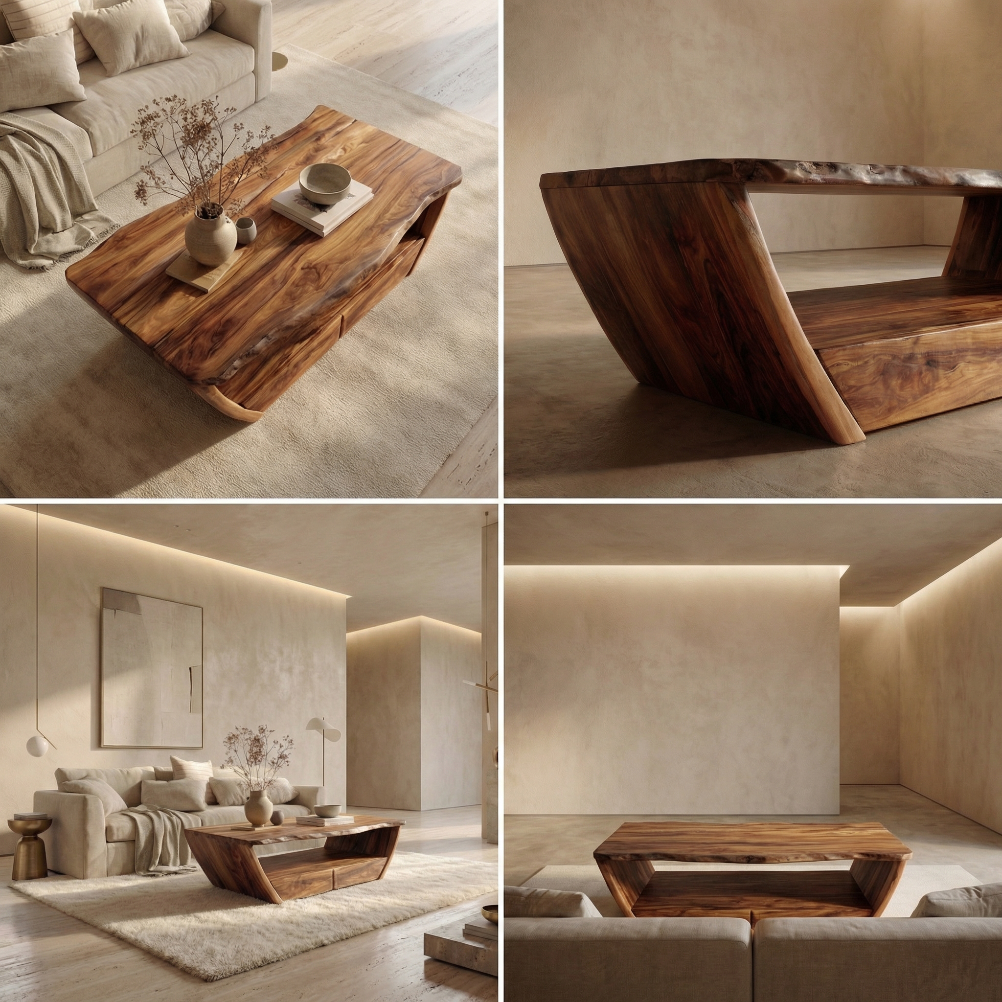 Natural Coffee Table With Open Storage Living Room SINLSACF330