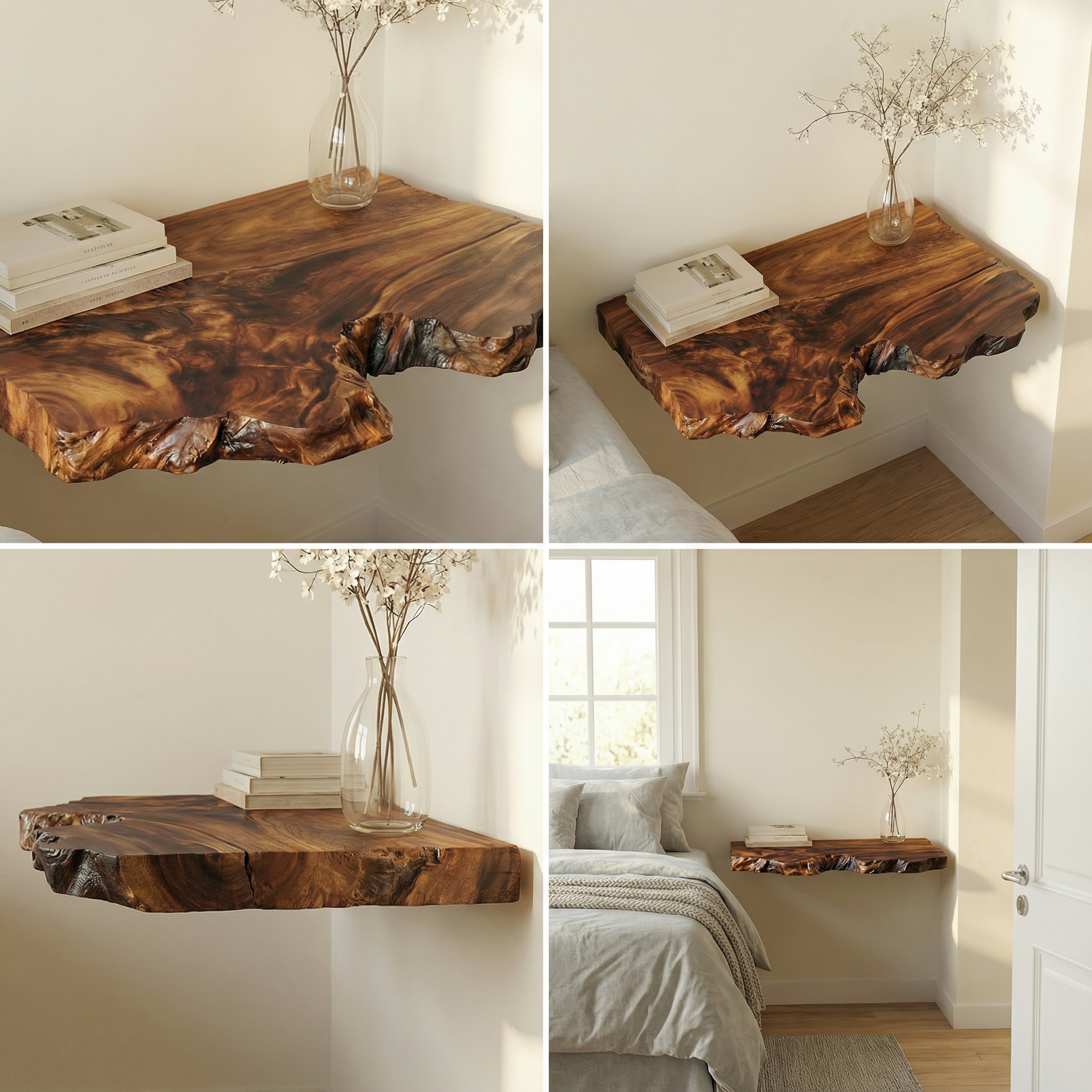 Organic Minimal Floating Nightstand For Bedroom And Bedside Space SINLSAFL511
