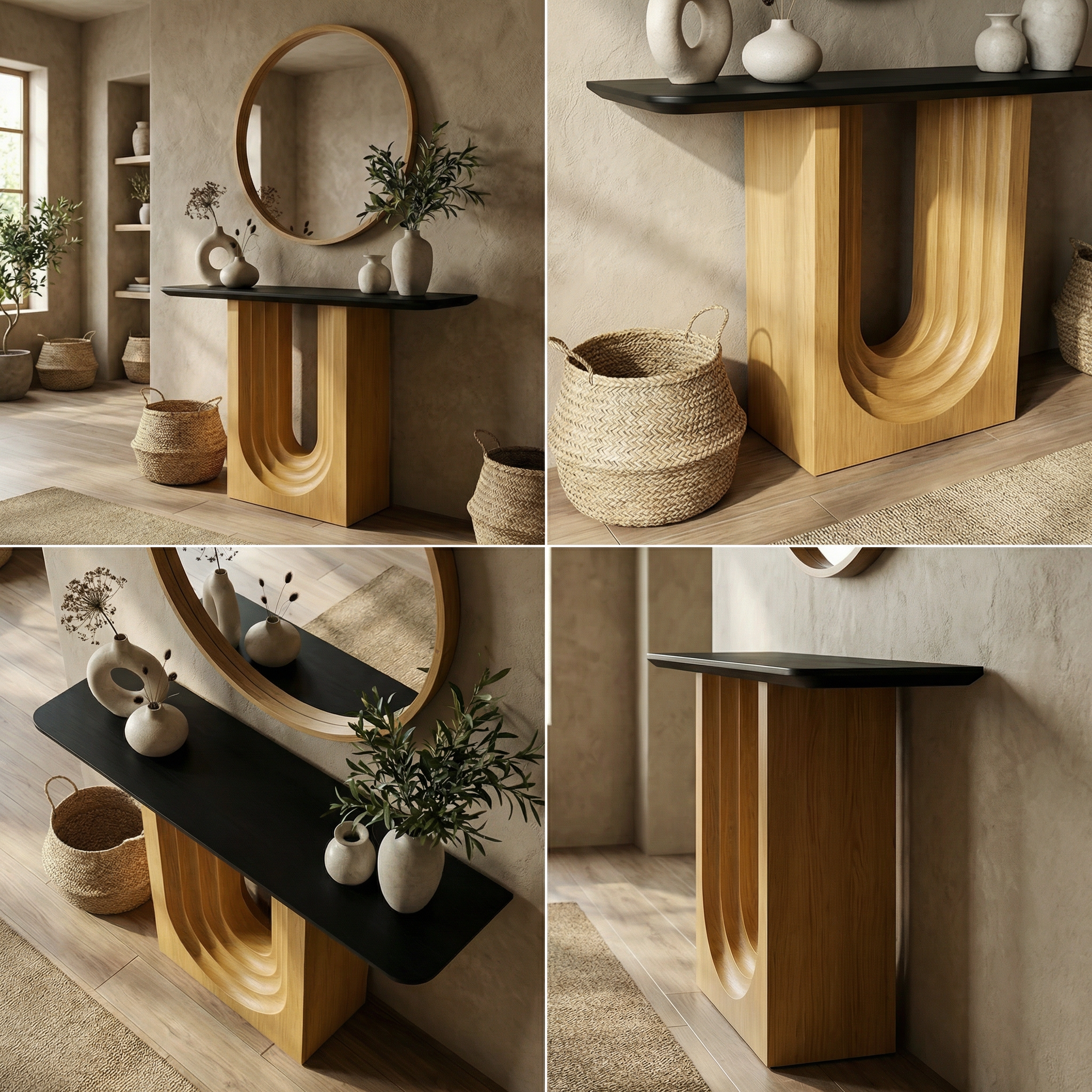 Modern Organic Console Table Solid Wood Entryway Living Room Hallway SINLSACS522