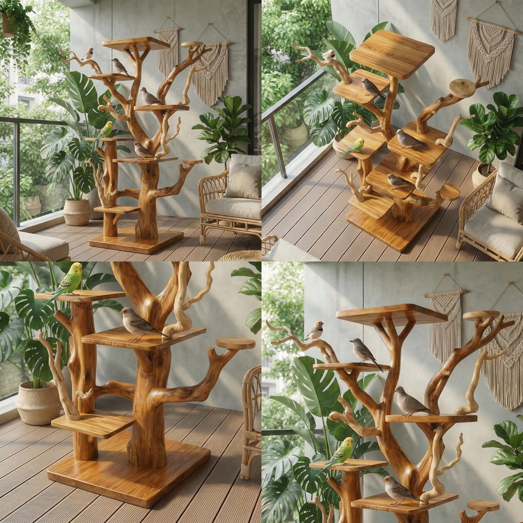 Rustic Bird Perch Stand For Living Room Or Bedroom SINLSATT128