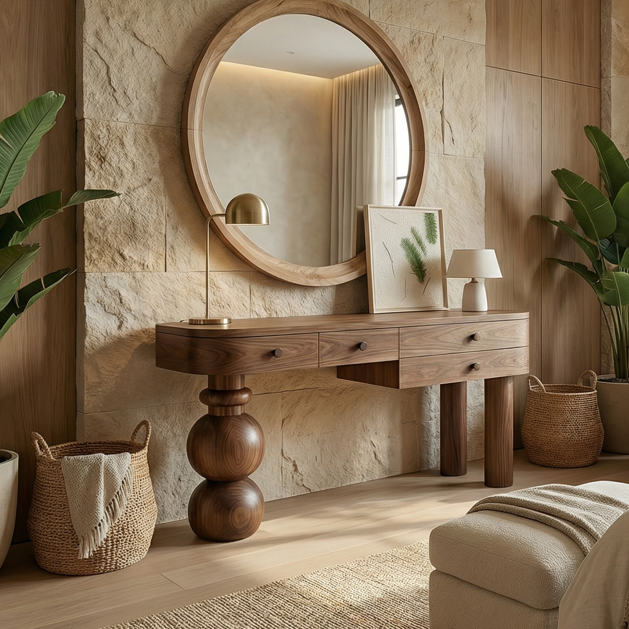 Organic Modern Wooden Dressing Table Bedroom Or Vanity Area SINLSABDT045