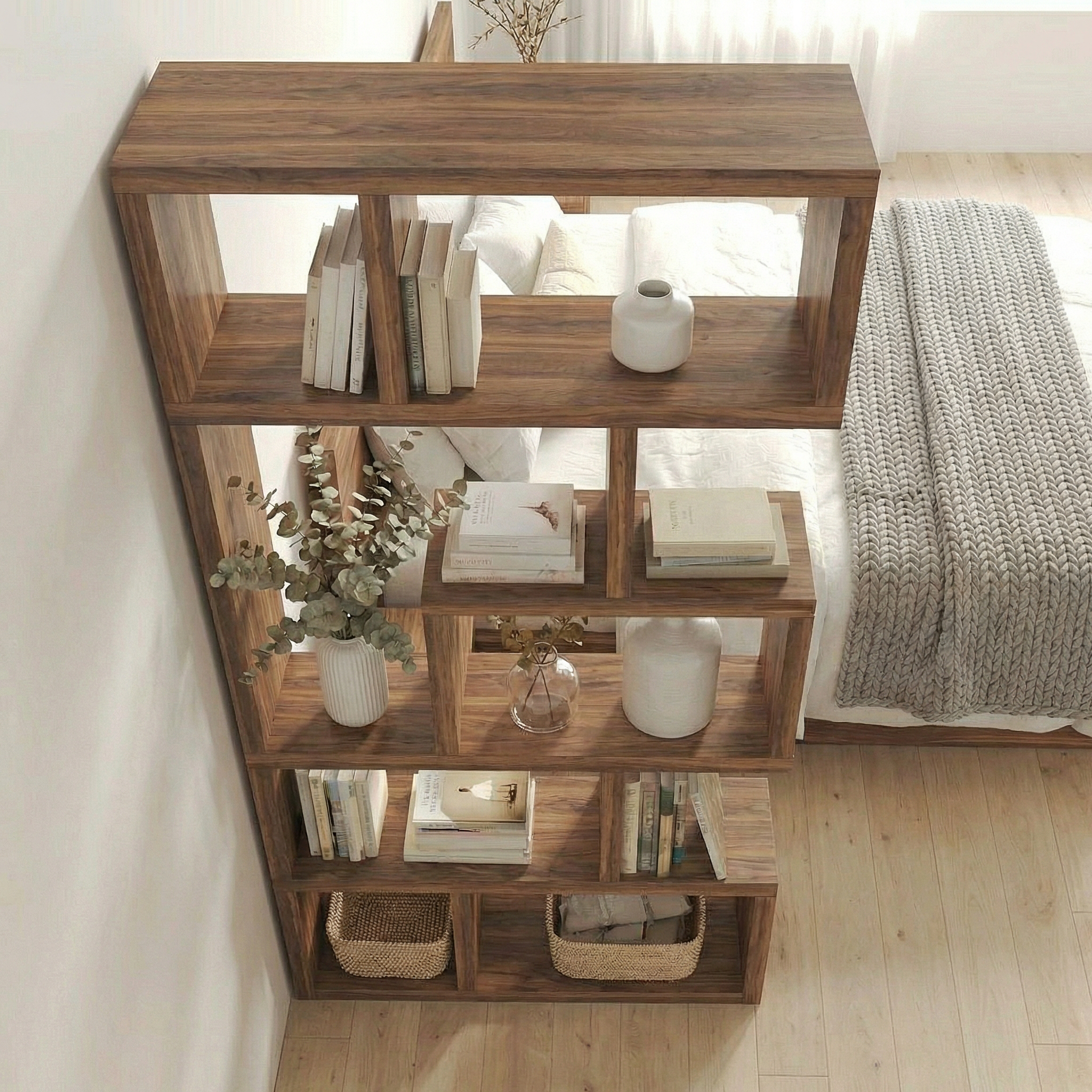 Mid Century Freestanding Room Divider Bookshelf For Bedroom and Reading Room SINLSASC484