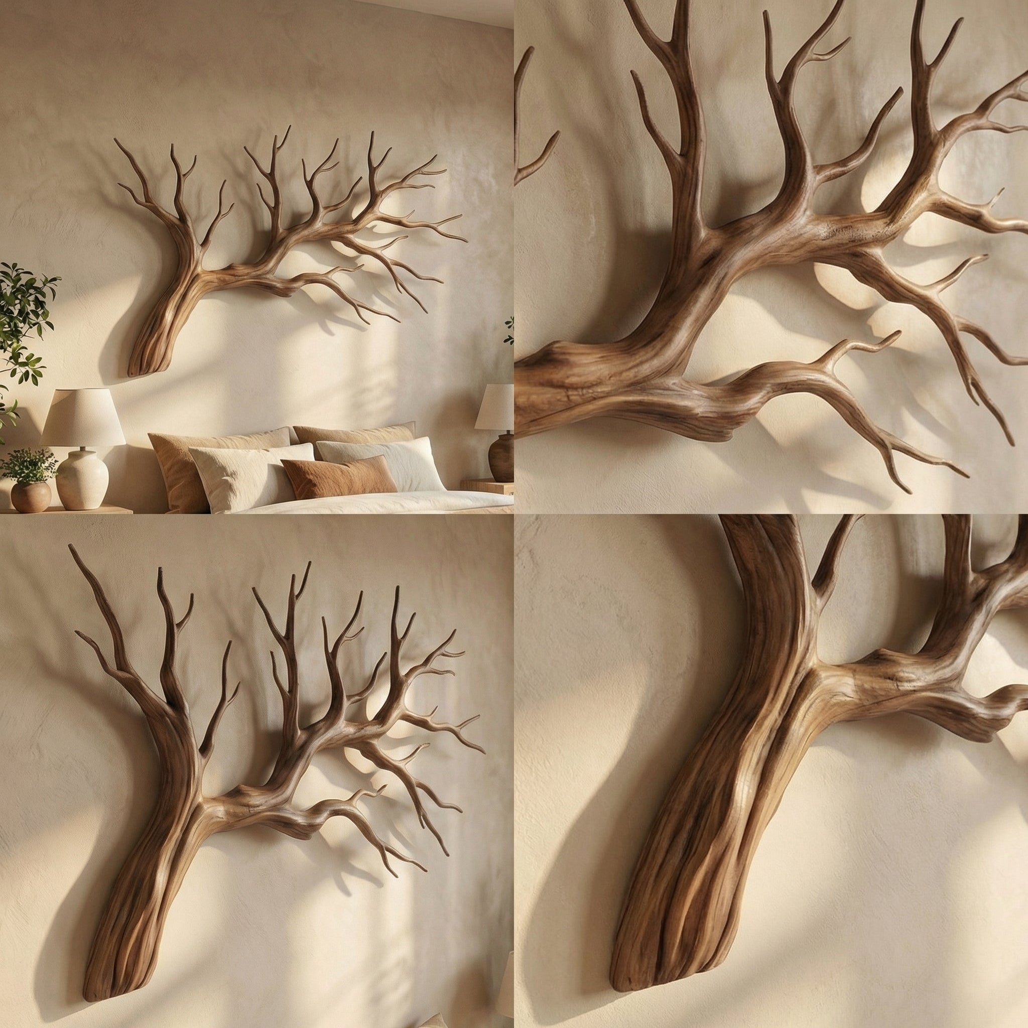 Organic Tree Branch Wooden Wall Decor For Bedroom Wall Art And Interior Decor SINLSAWD035