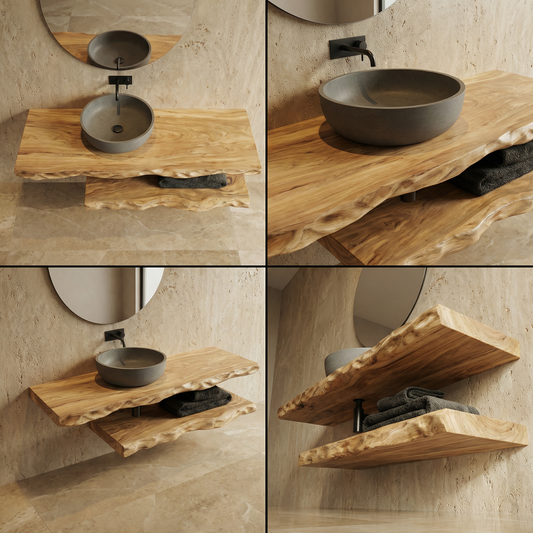 Mediterranean Live Edge Bathroom Vanity For Bathroom And Vanity Wall SINLSABRV288