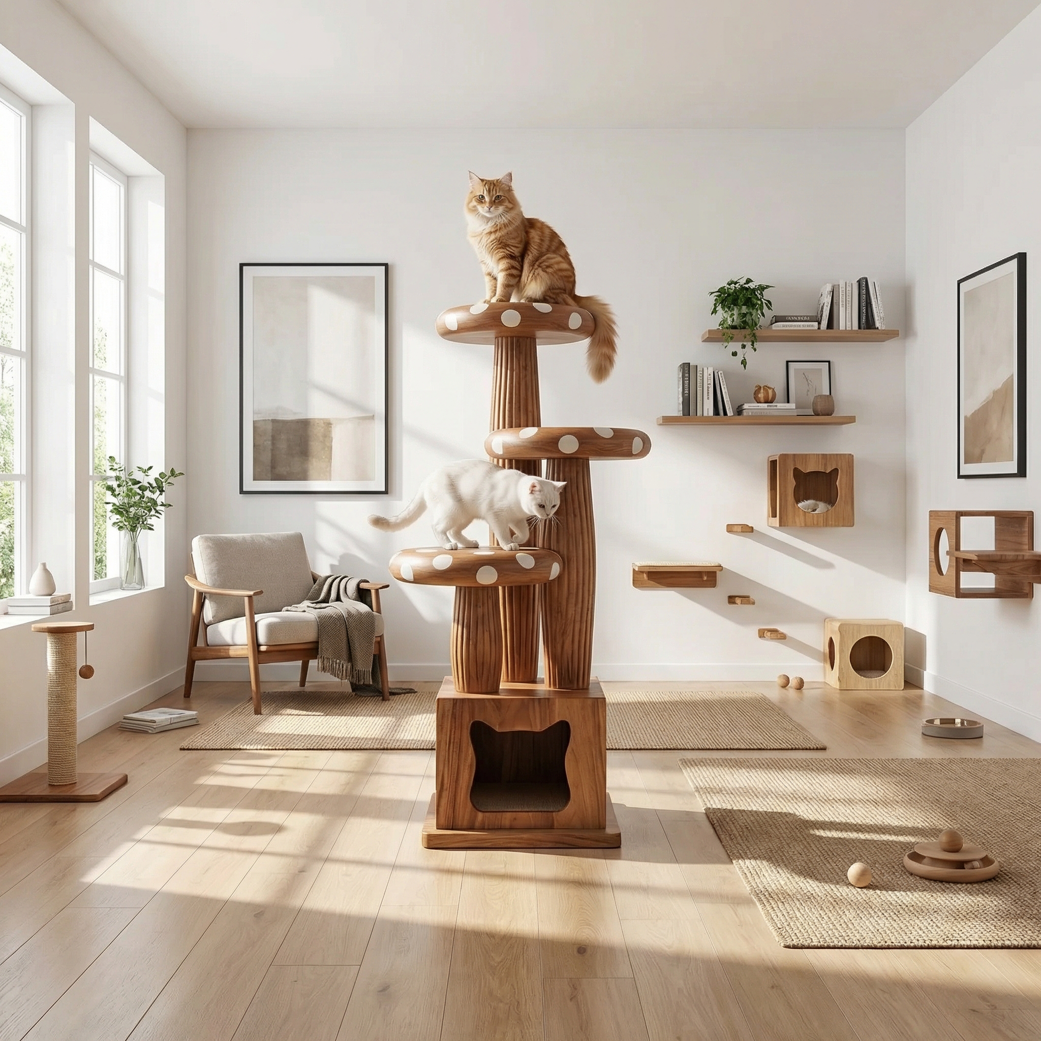 Modern Mushroom Cat Tower For Living Room And Cat Room SINLSATT122